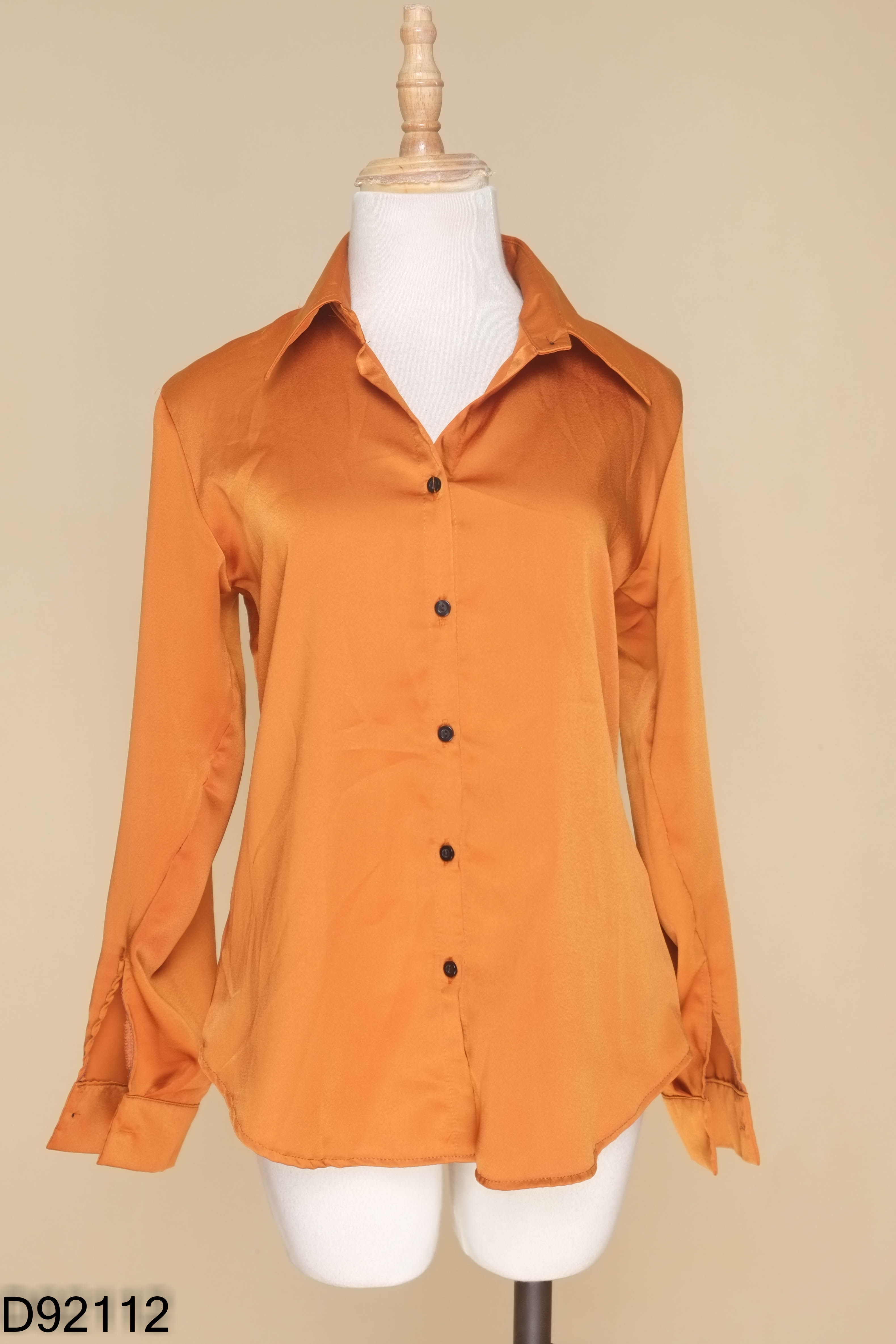 Áo ROSECLOTHING lụa sơ mi nâu cam
