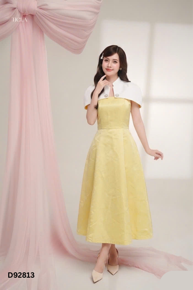 NEWTAG Váy THẢO LÊ boutique vàng phối trắng
