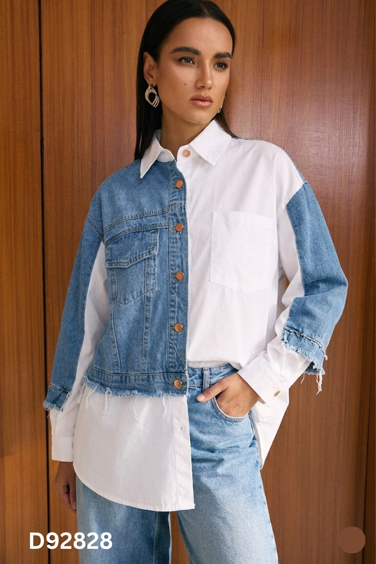 Áo sơ mi trắng phối jeans xanh