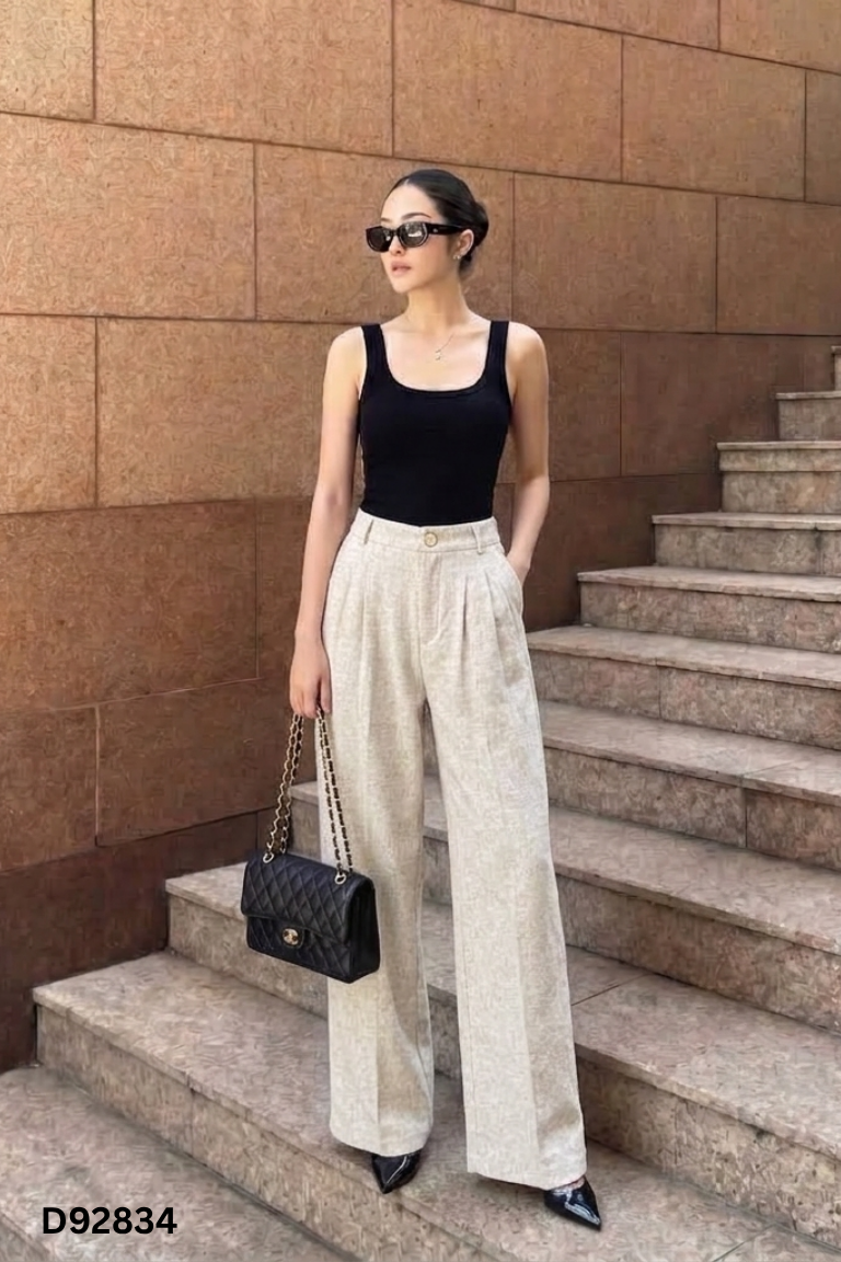 Quần dài be họa tiết