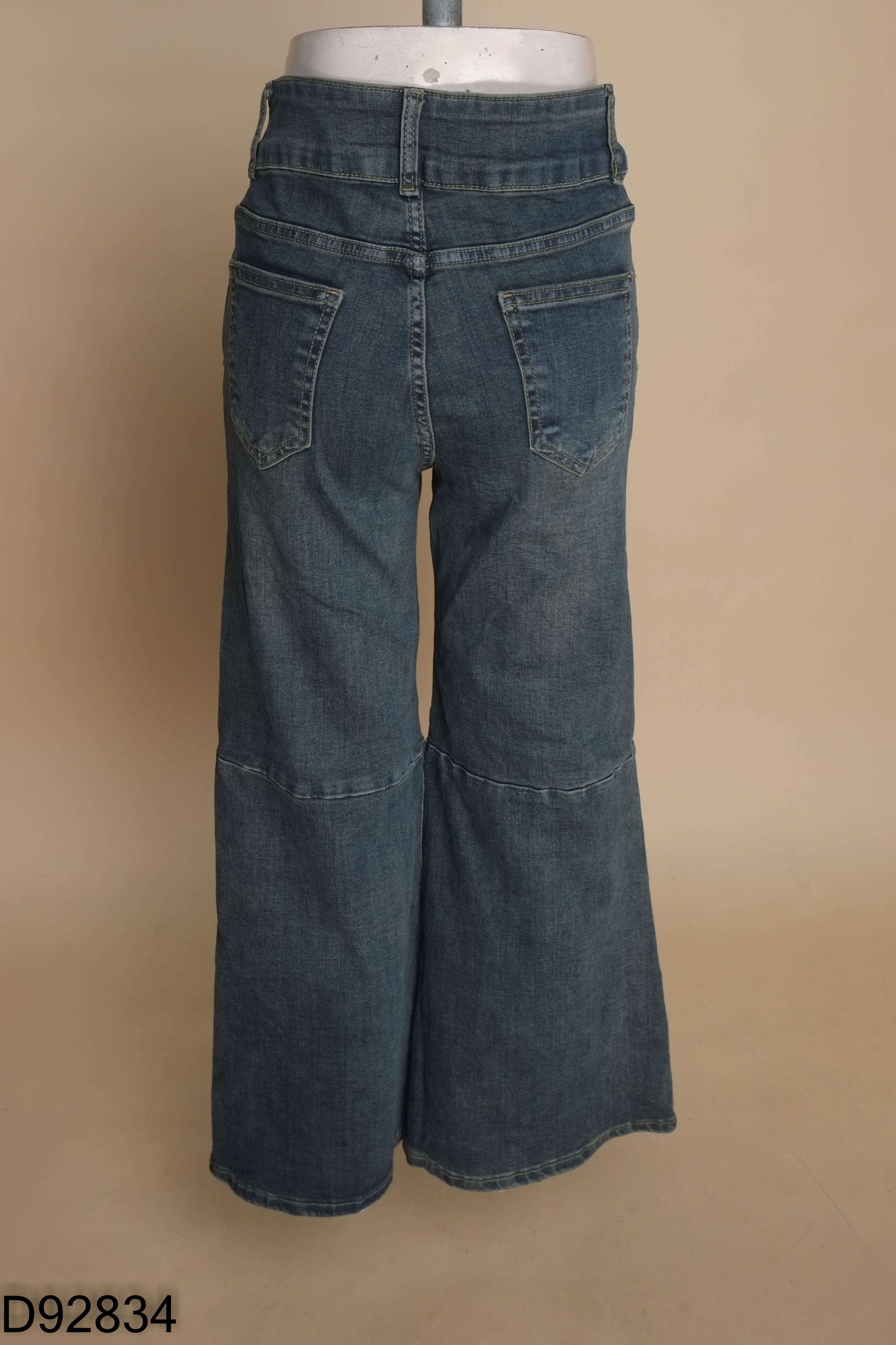Quần jeans xanh xám ống rộng