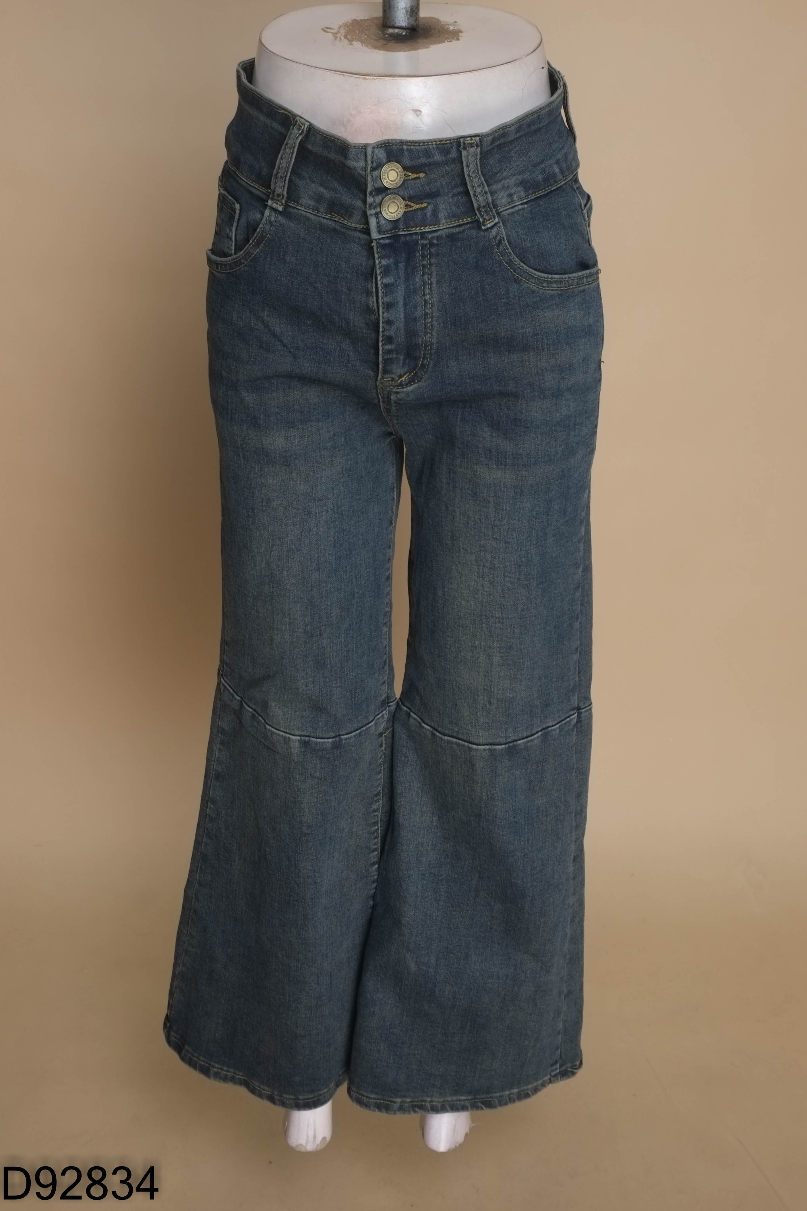 Quần jeans xanh xám ống rộng