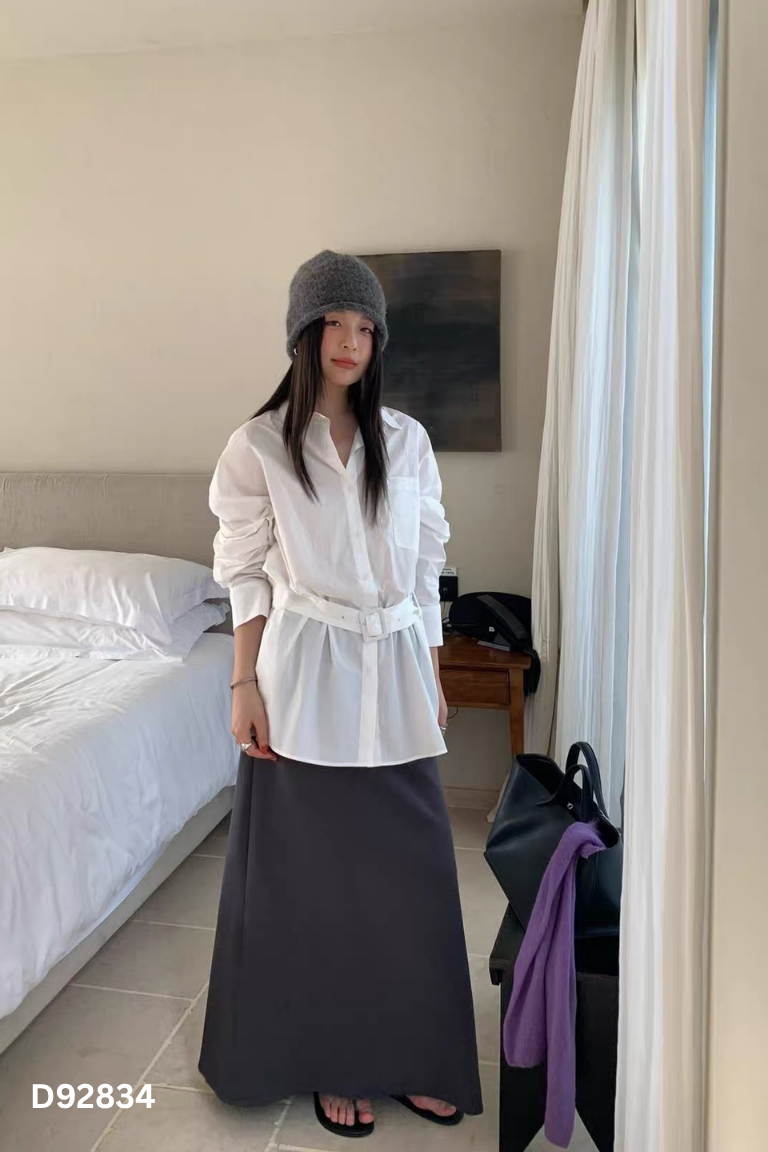 NEWTAG Áo sơ mi trắng kèm dây buộc