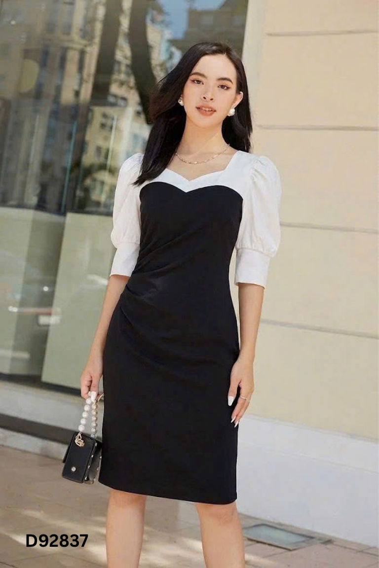 Váy đen mix trắng