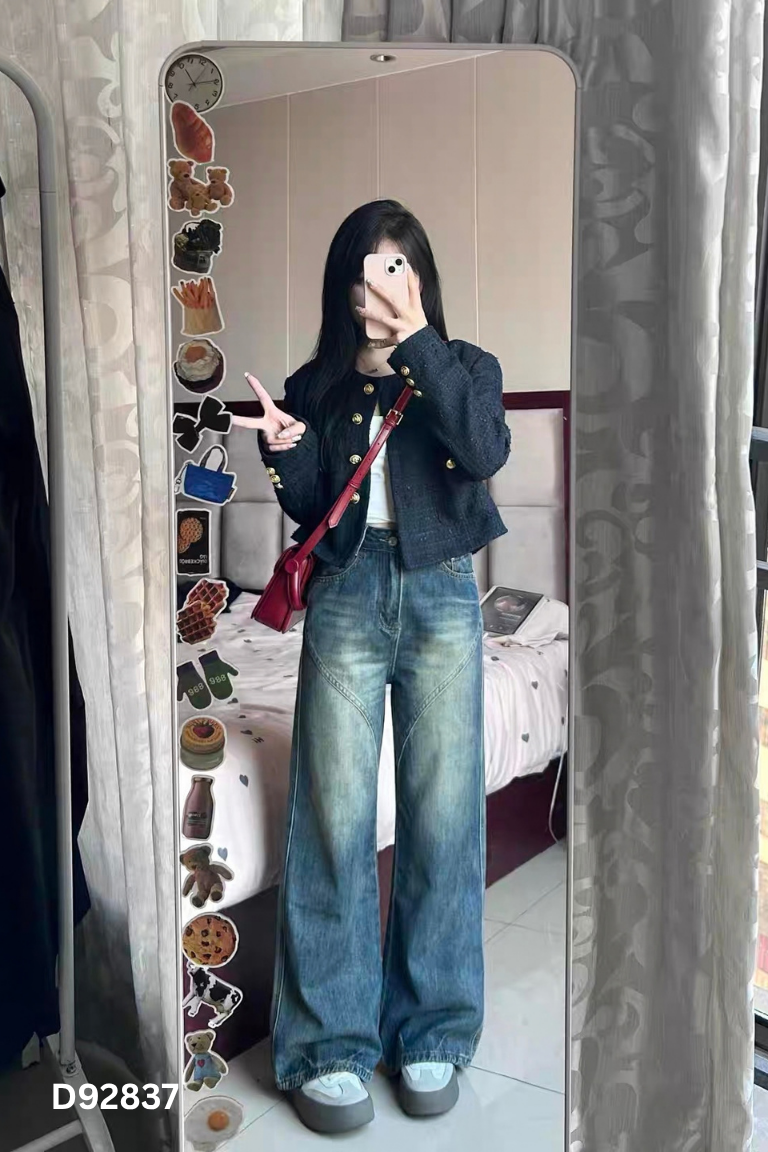 Quần jeans xanh bạc đùi