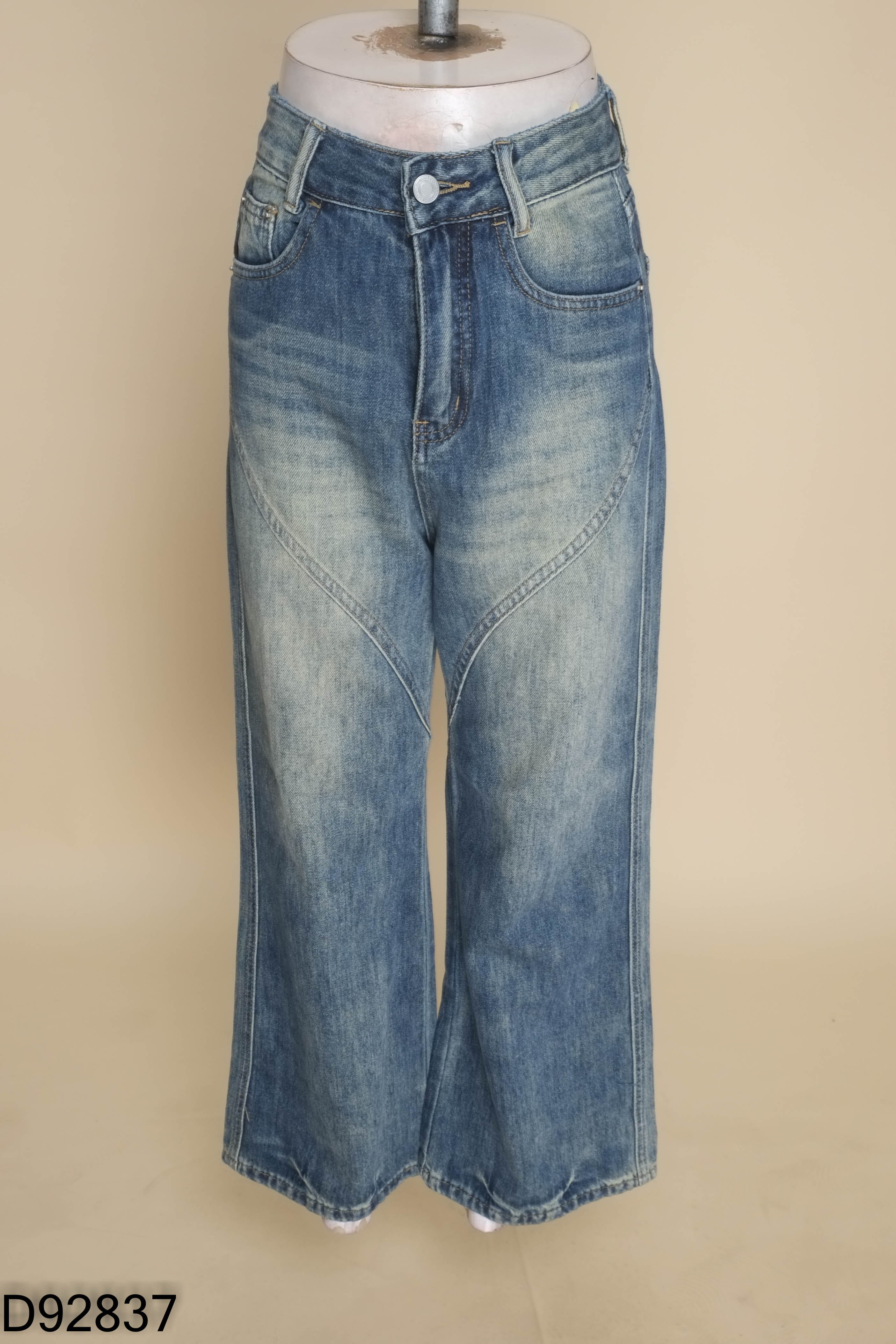 Quần jeans xanh bạc đùi