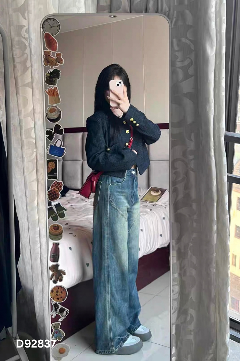 Quần jeans xanh bạc đùi