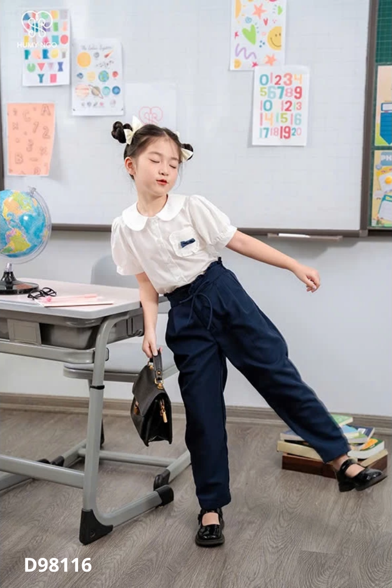 Áo sơ mi nữ trắng HUMY NGO KIDS