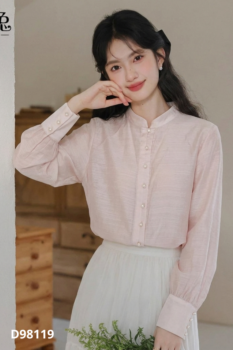 Áo sơ mi voan be hồng
