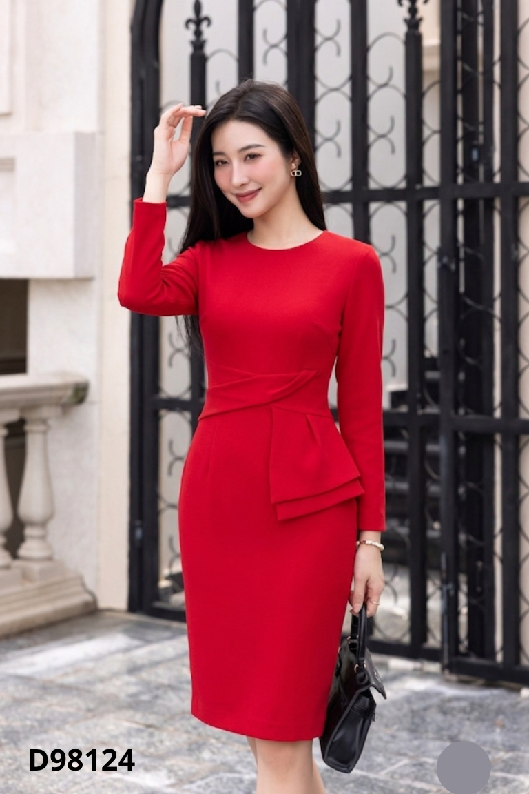 Váy ELISE đỏ trơn