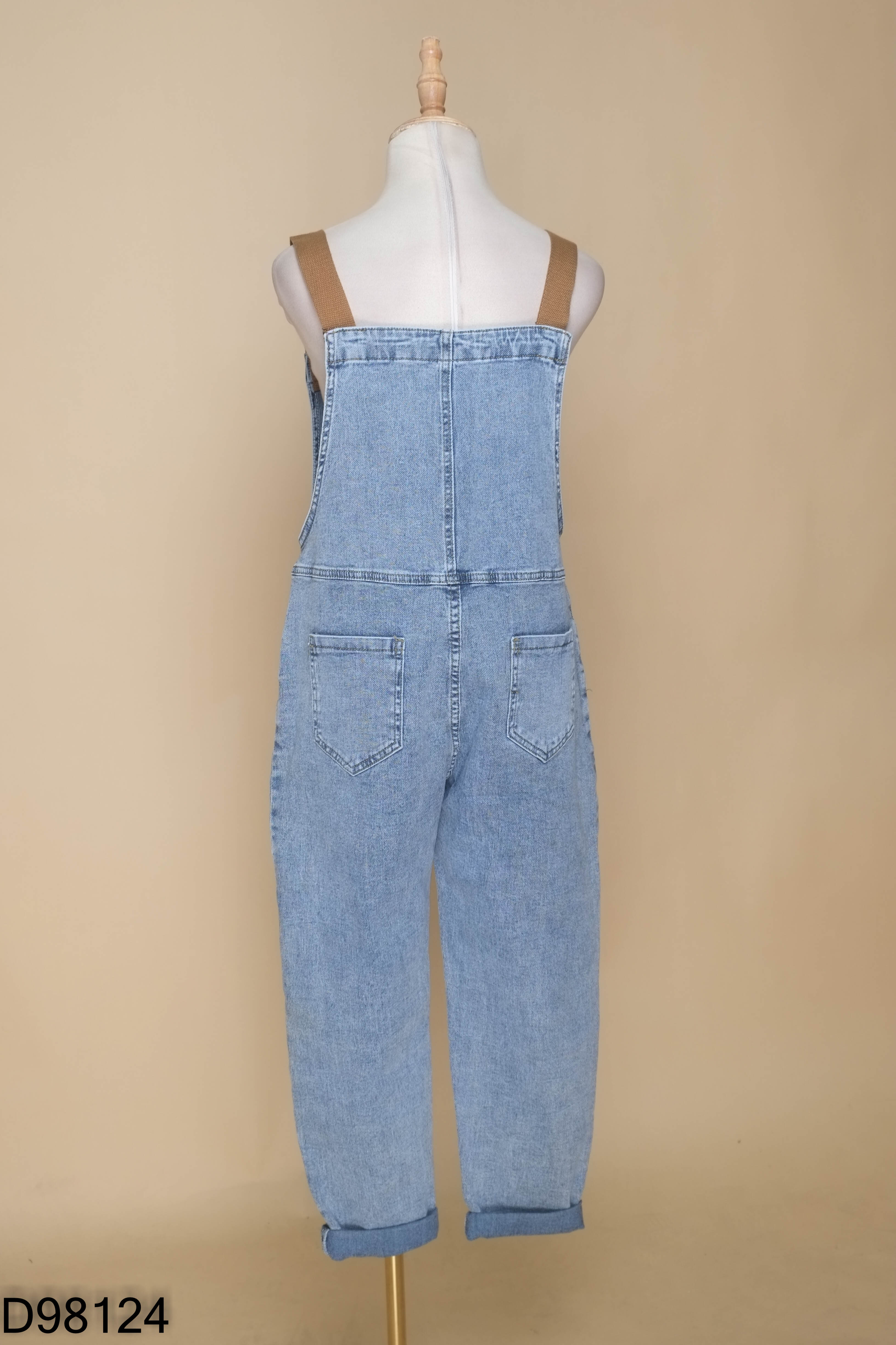 Yếm jean xanh quai nâu