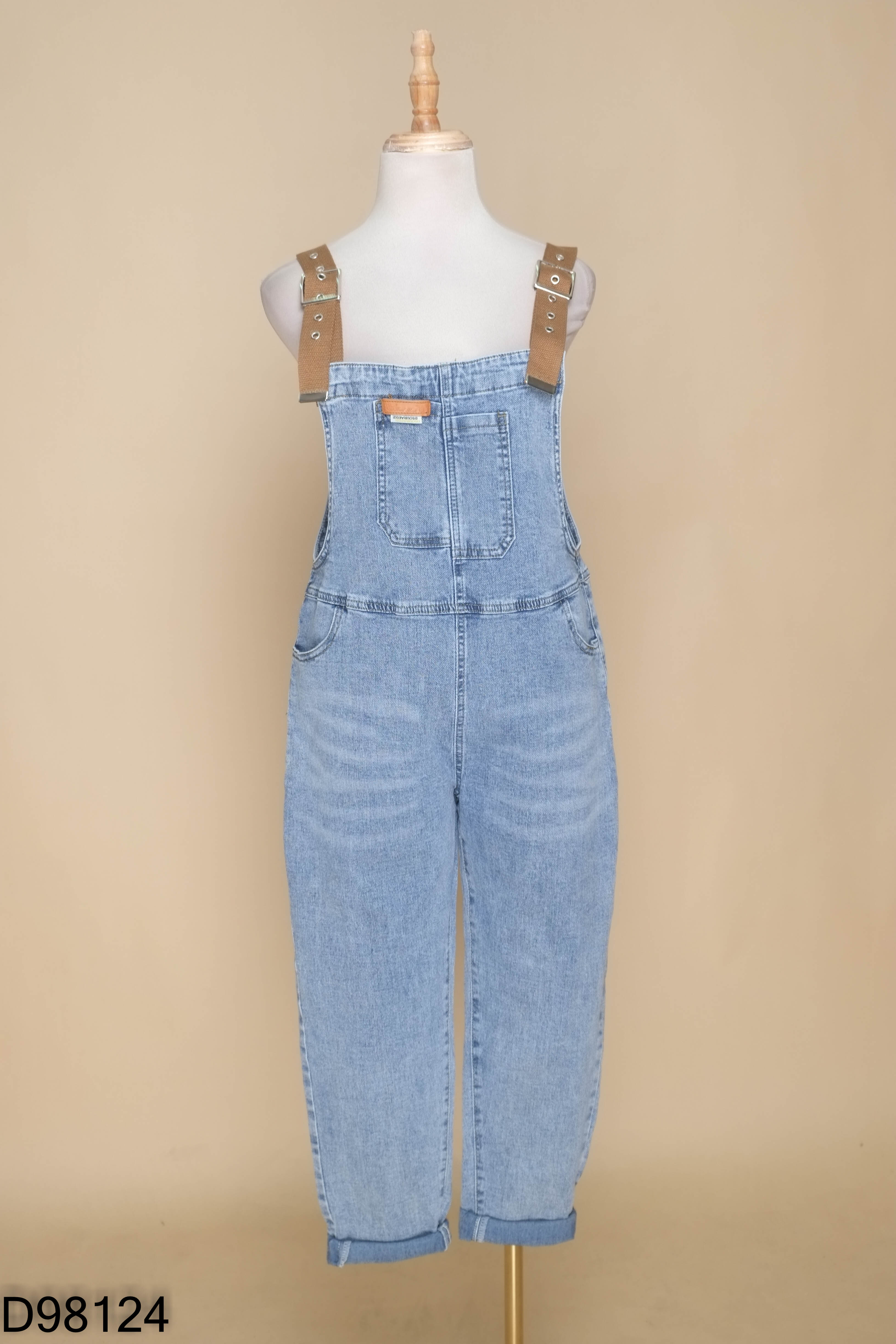Yếm jean xanh quai nâu