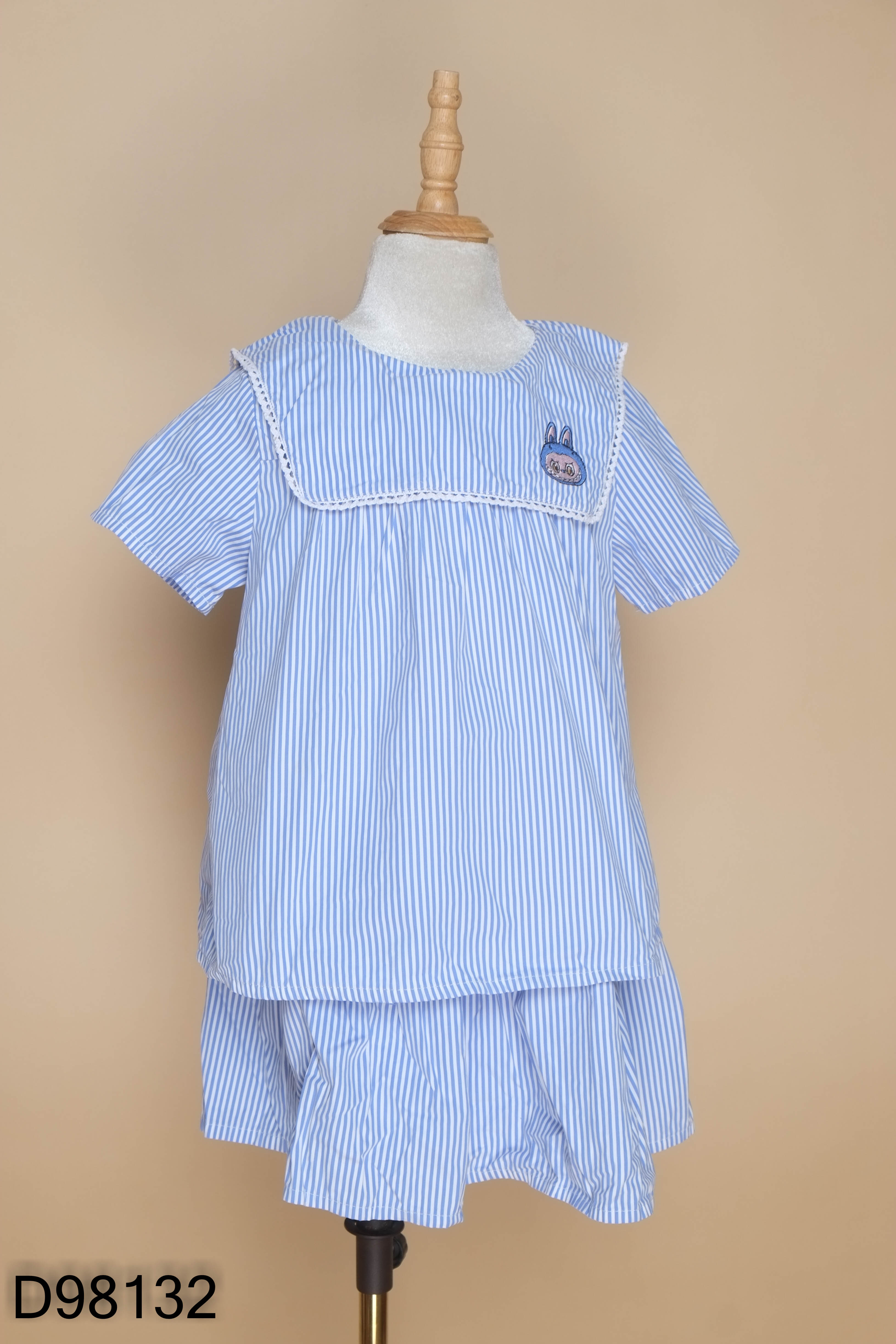 Set Áo xanh sọc trắng + Chân váy KIDS