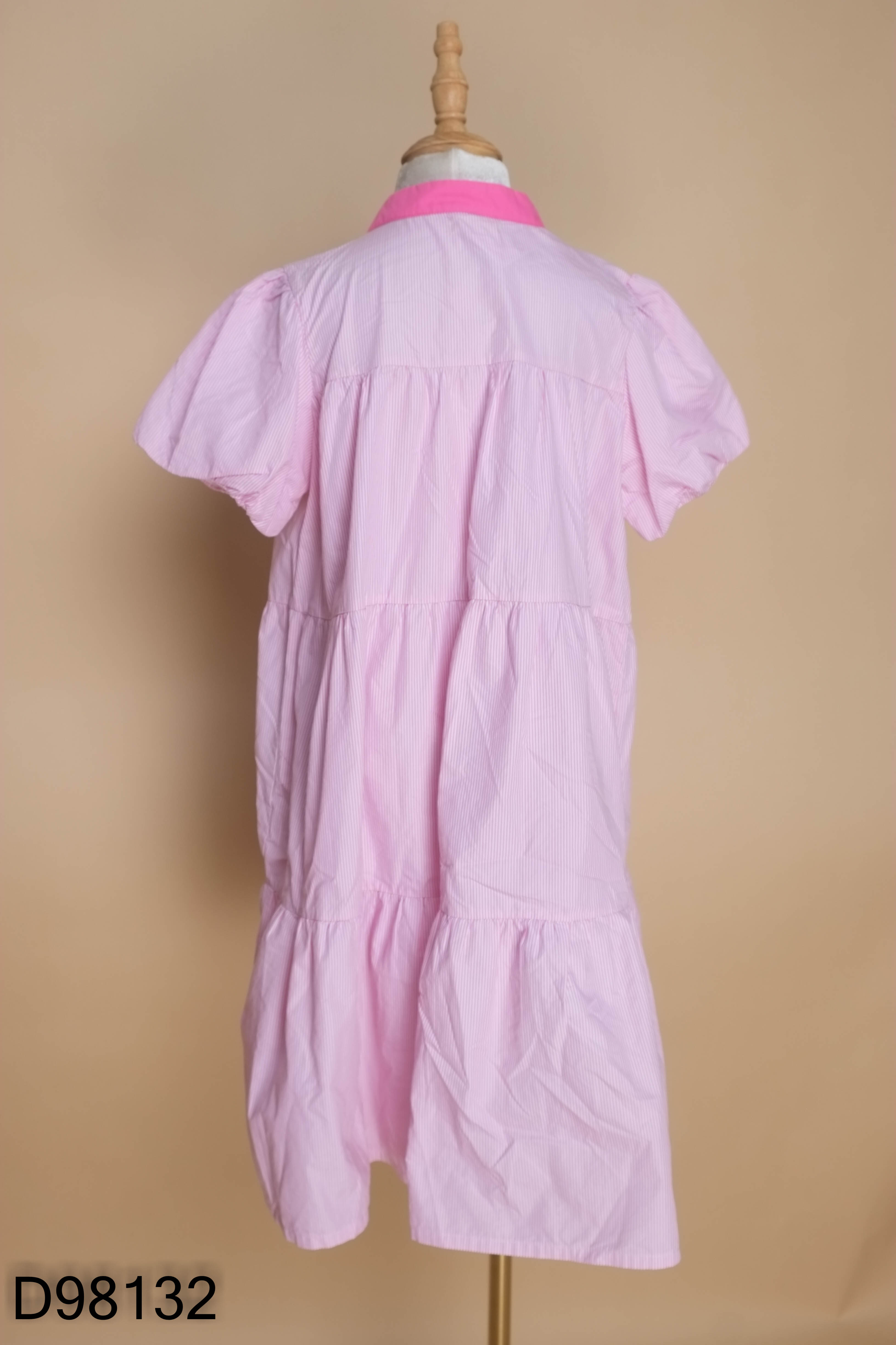 Váy babydoll hồng kẻ trắng KIDS