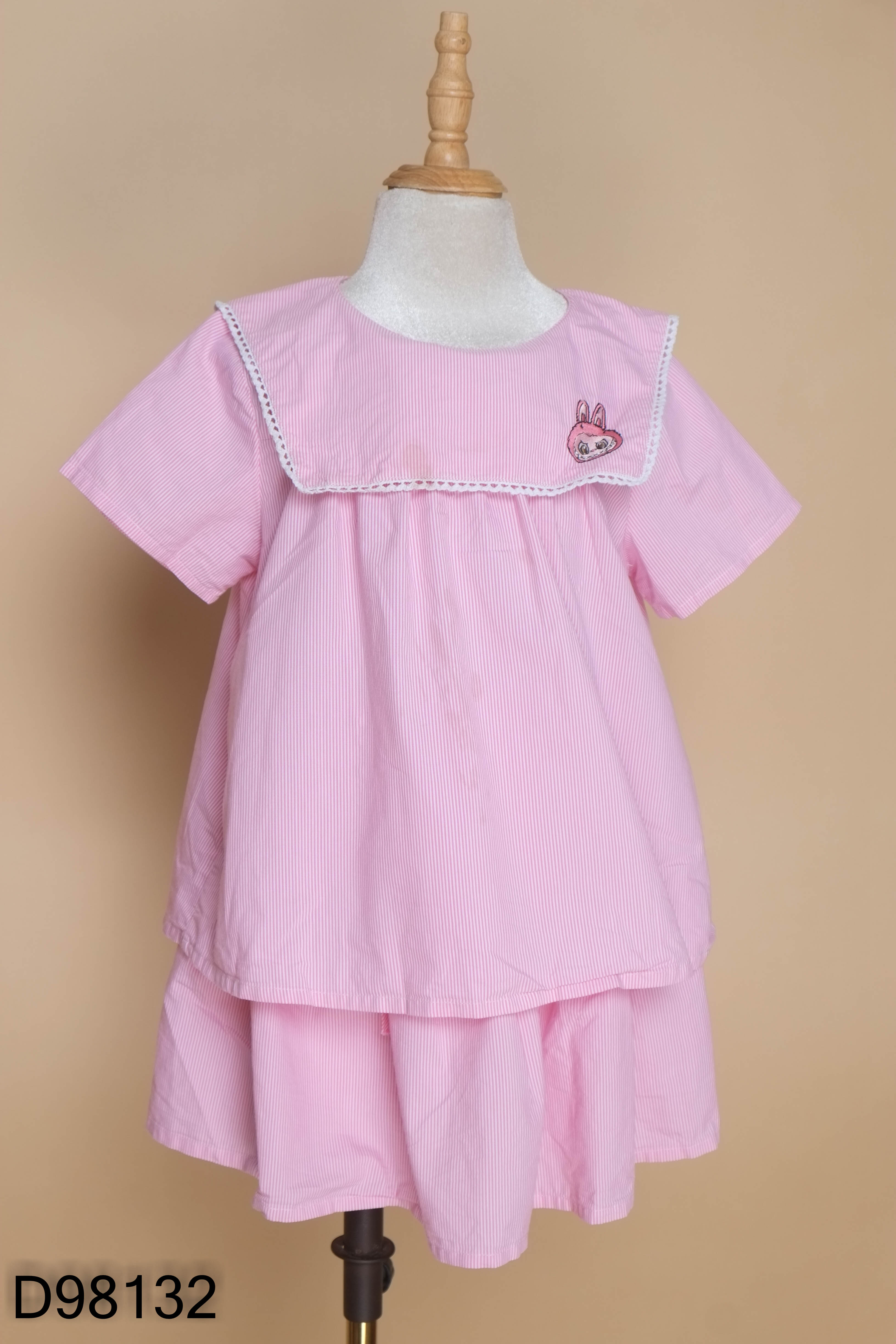 Set Áo hồng sọc trắng + Chân váy KIDS