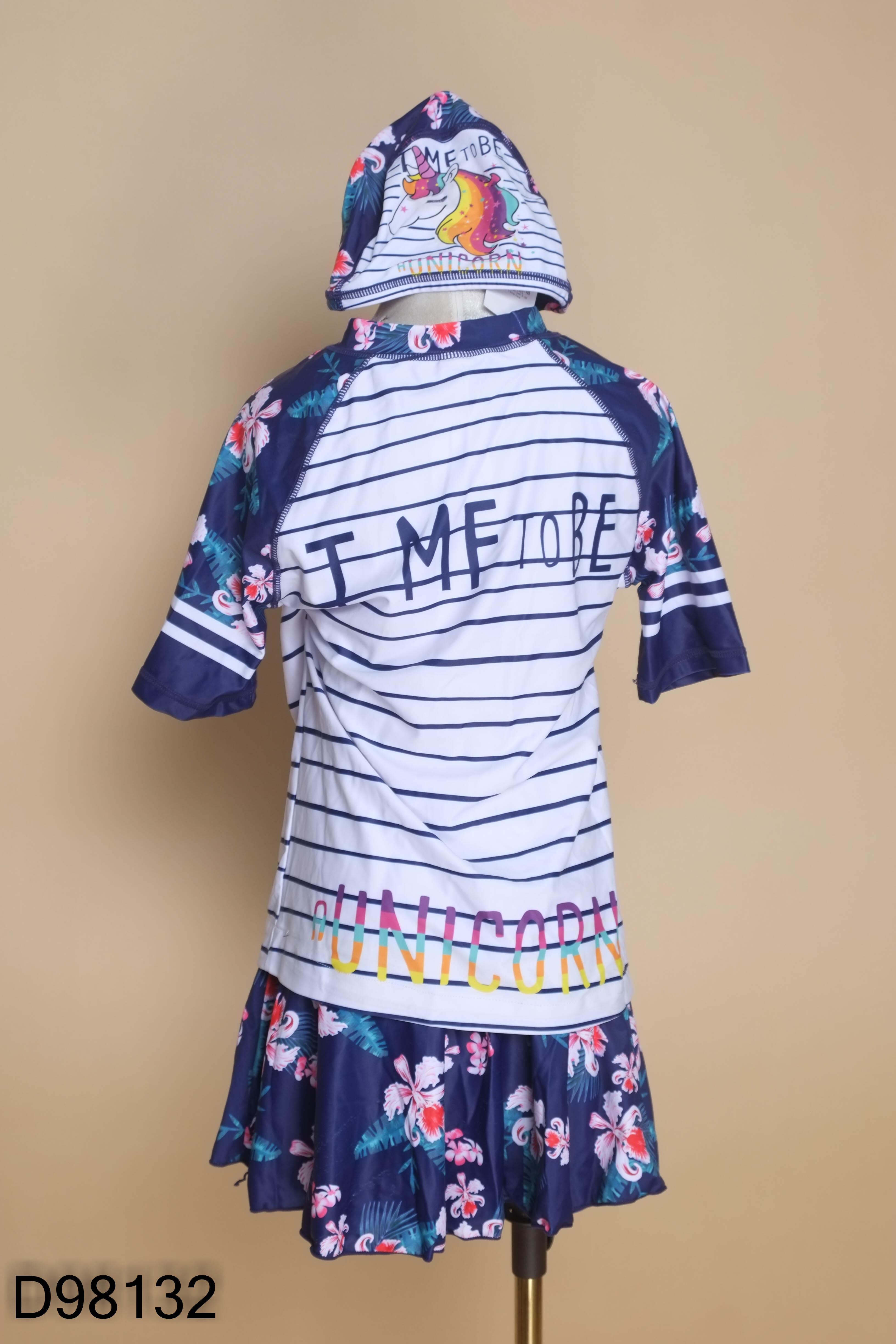 Set 3 đồ bơi trắng họa tiết tím KIDS