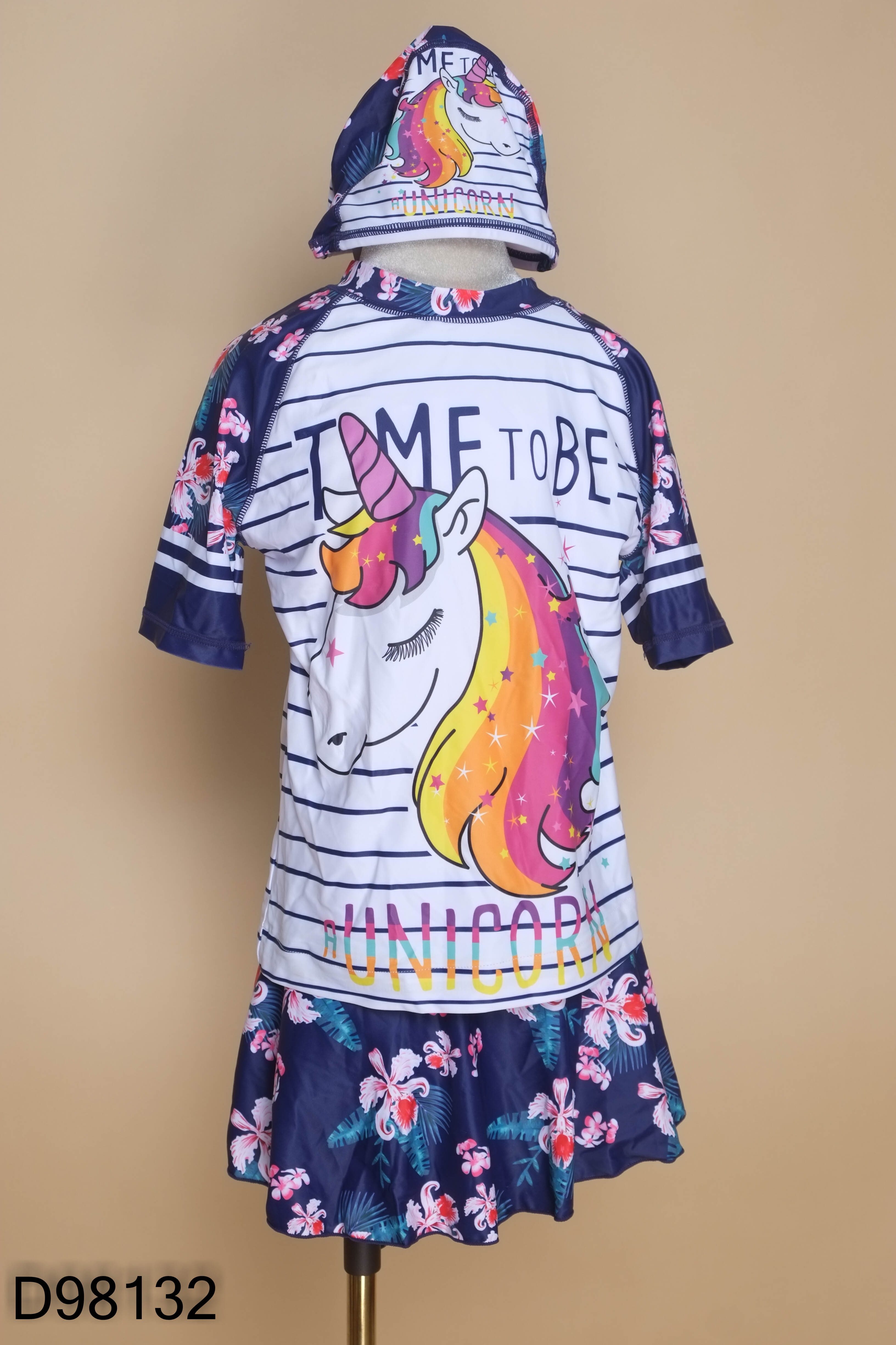 Set 3 đồ bơi trắng họa tiết tím KIDS