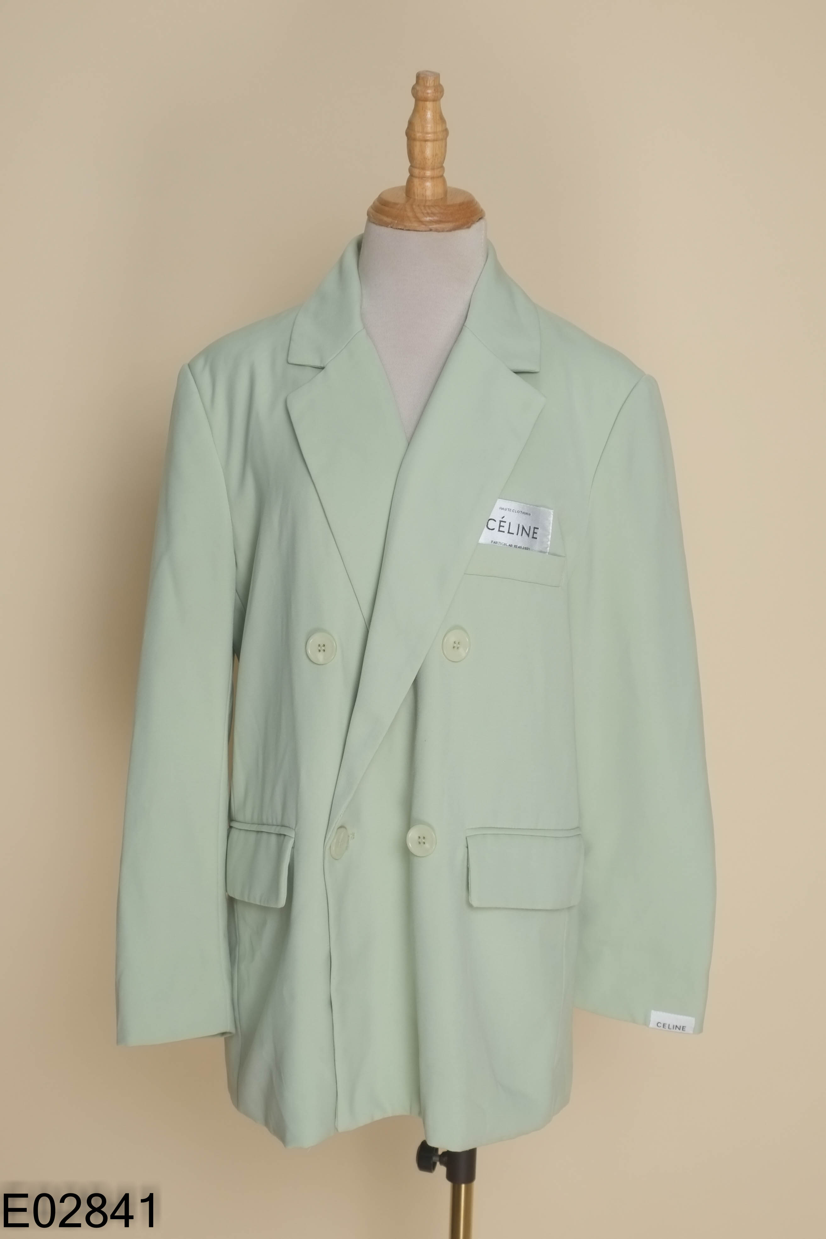 Áo blazers xanh phối túi trơn