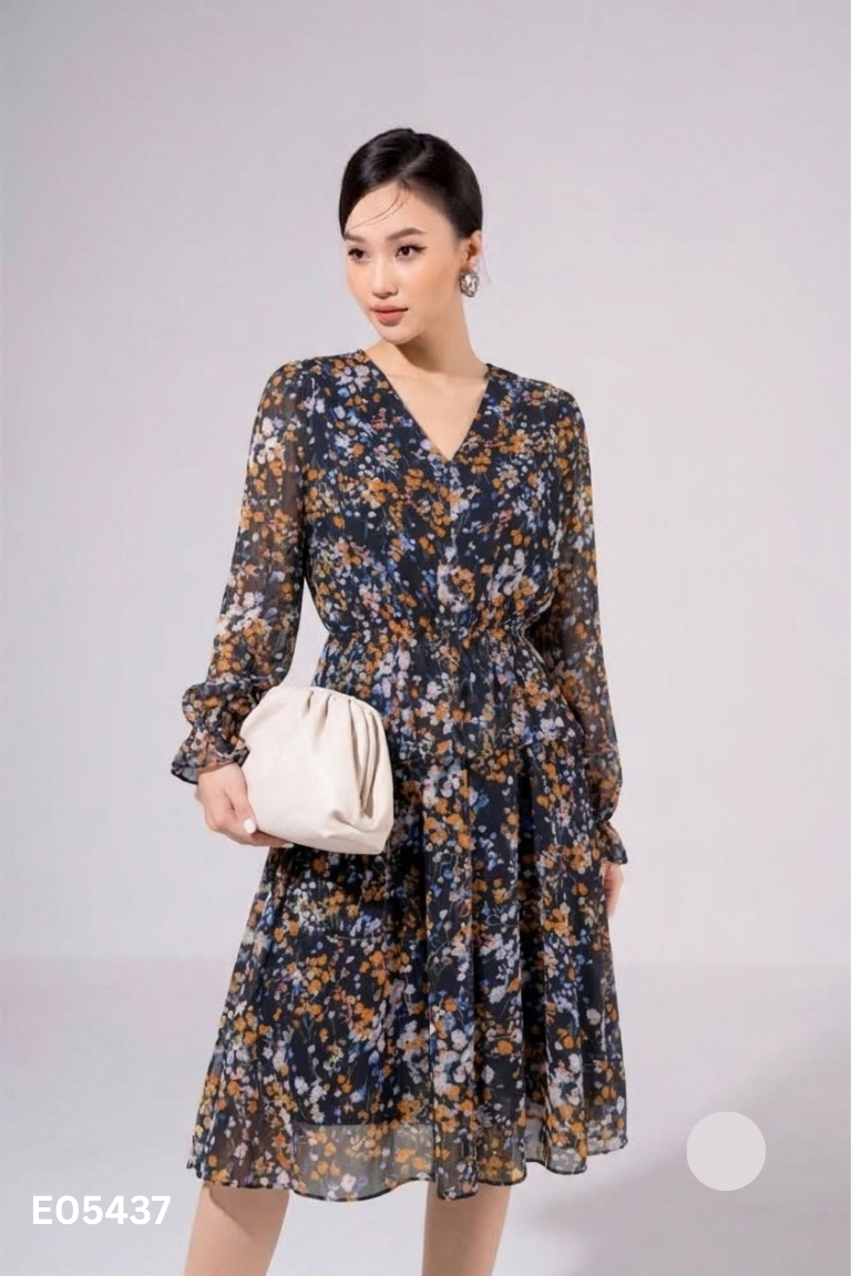 Váy EVA DE EVA đen họa tiết