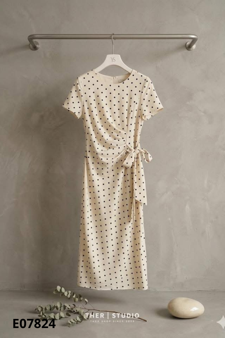 NEWTAG Váy be ANIIN CLOTHING chấm bi kèm đai