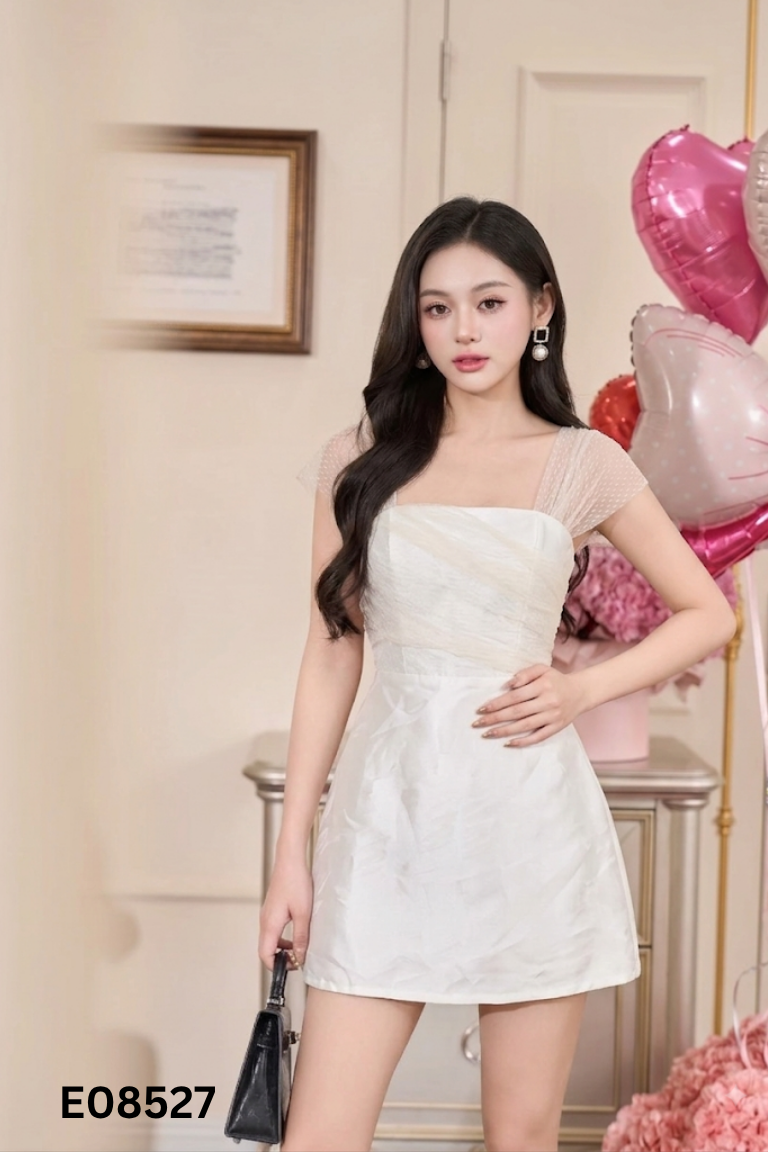 Váy taffa be phối lưới