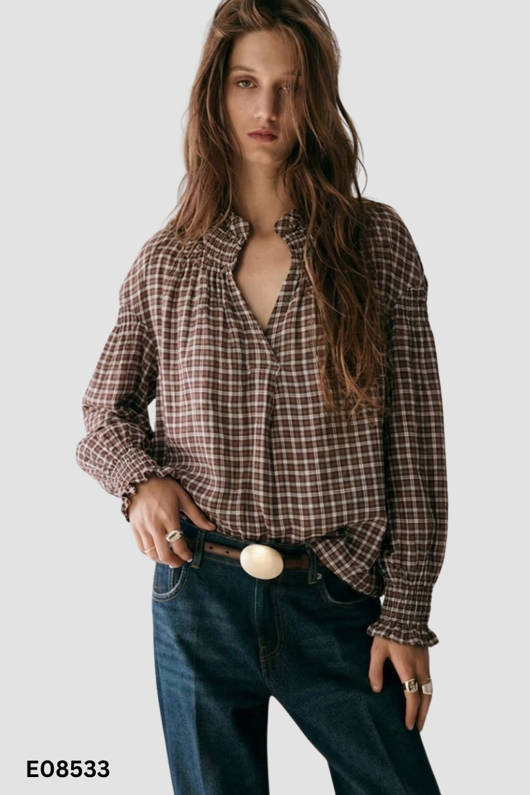 Áo sơ mi nâu STUDIO CLIP kẻ caro