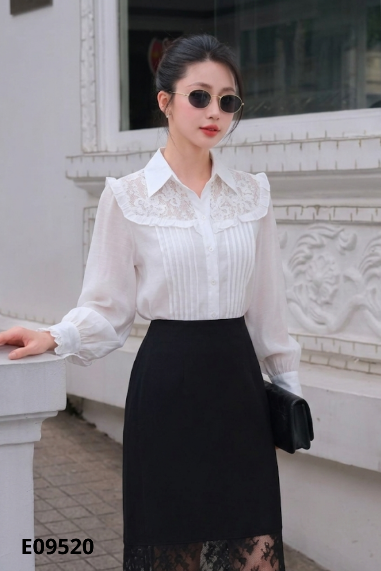 Áo sơ mi LIIN trắng thêu hoa