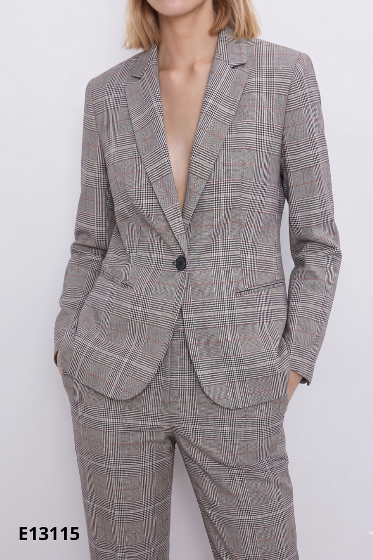 Áo khoác vest ZARA xám kẻ