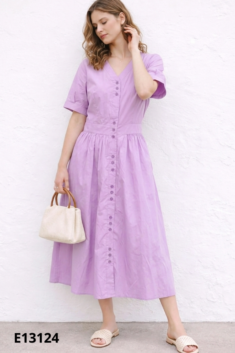 Váy tím phối cúc MAIA STORE