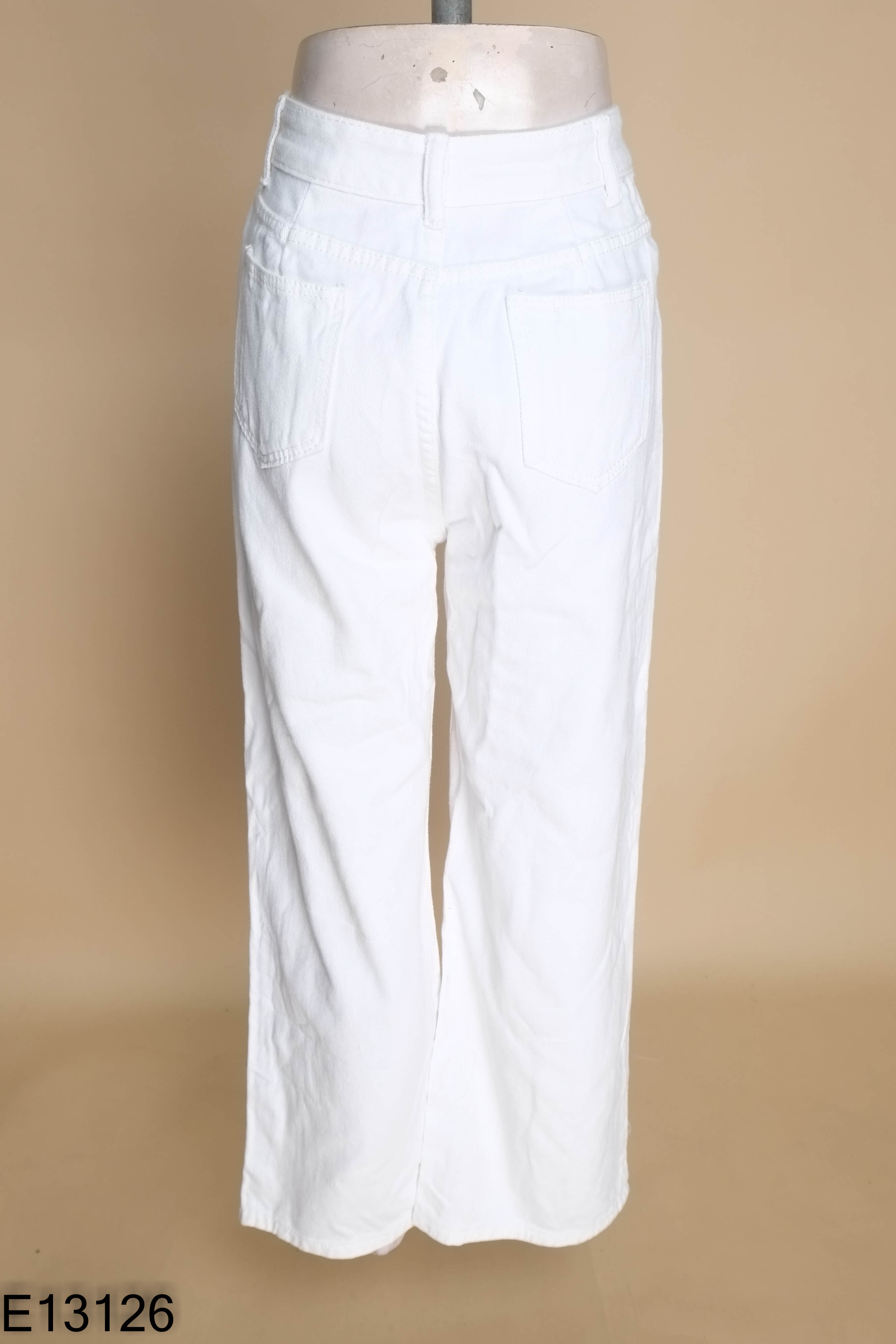 Quần jeans trắng trơn ống rộng