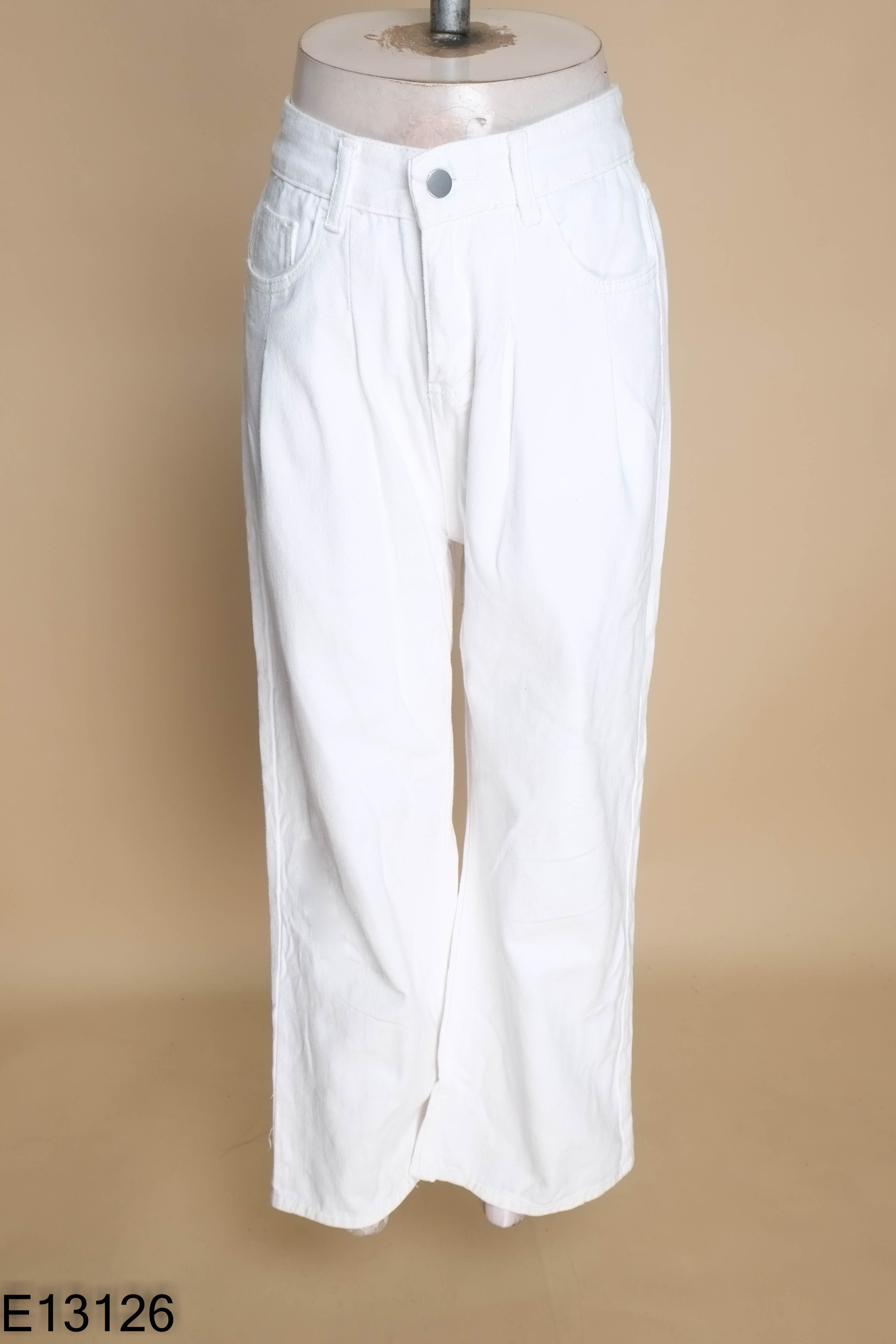 Quần jeans trắng trơn ống rộng