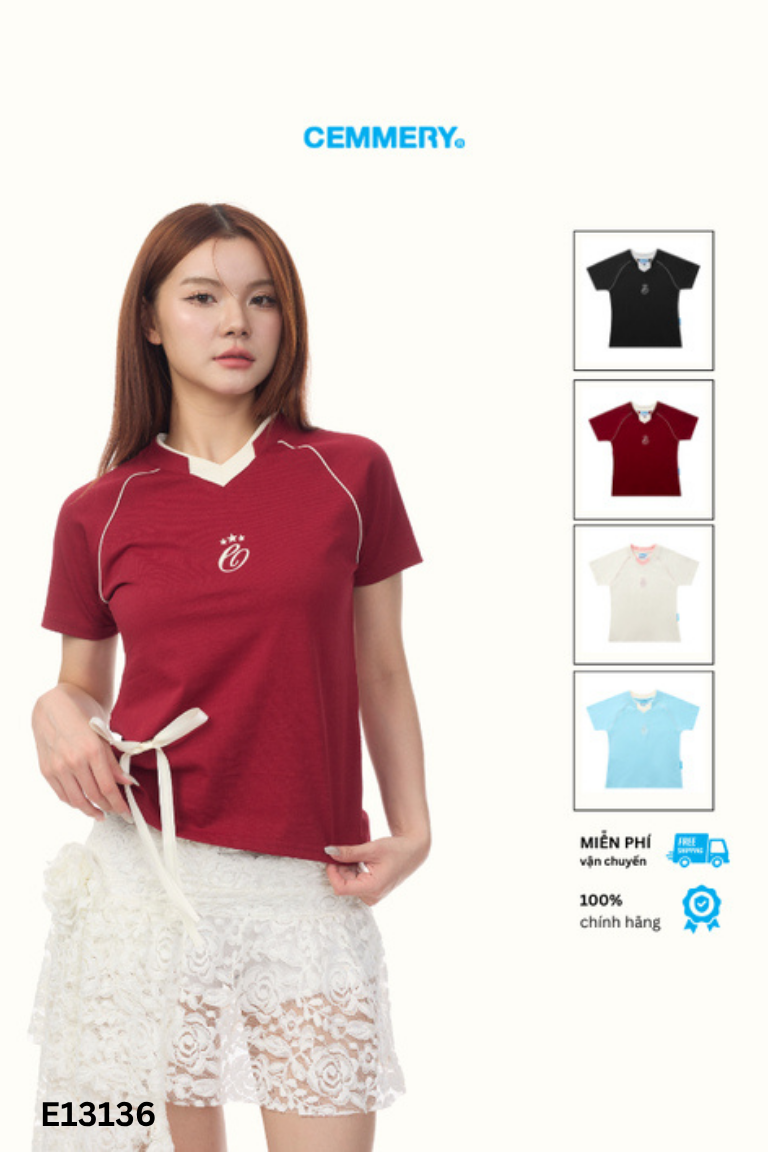 Áo đỏ CEMMERY thêu logo