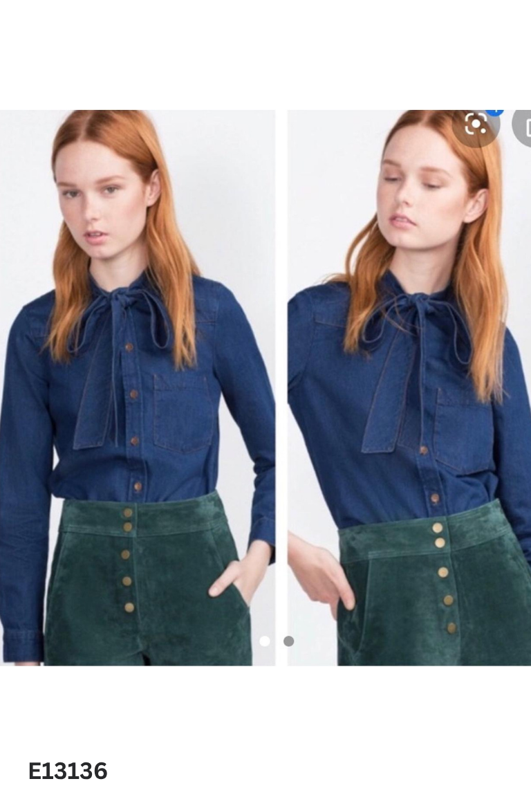 Áo sơ mi ZARA jeans xanh kèm dây