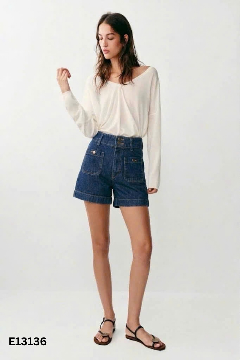 Quần shorts jeans xanh ZARA