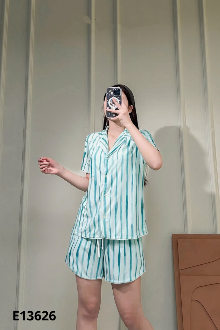Set STATE OF DAY bộ ngủ xanh sọc