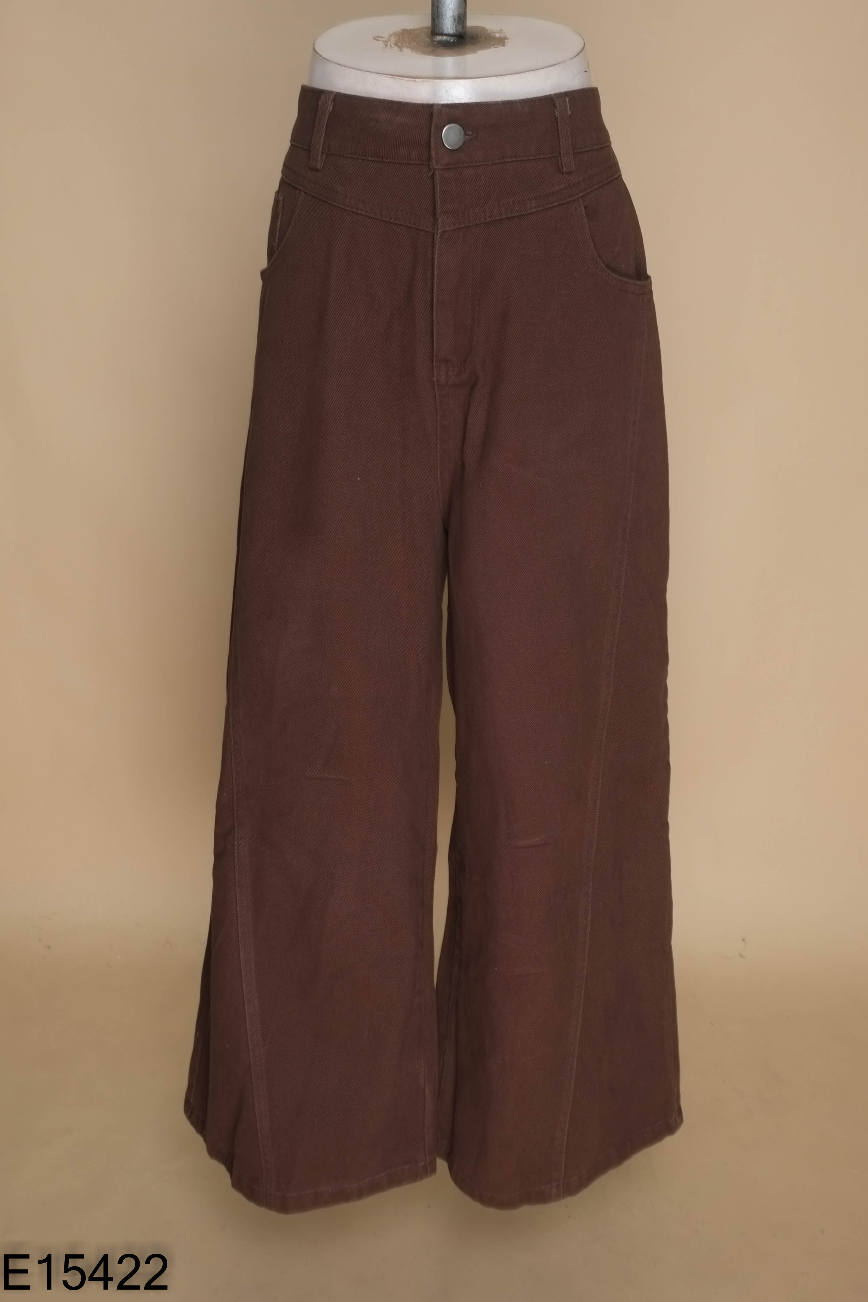 NEWTAG Quần jeans nâu ống rộng