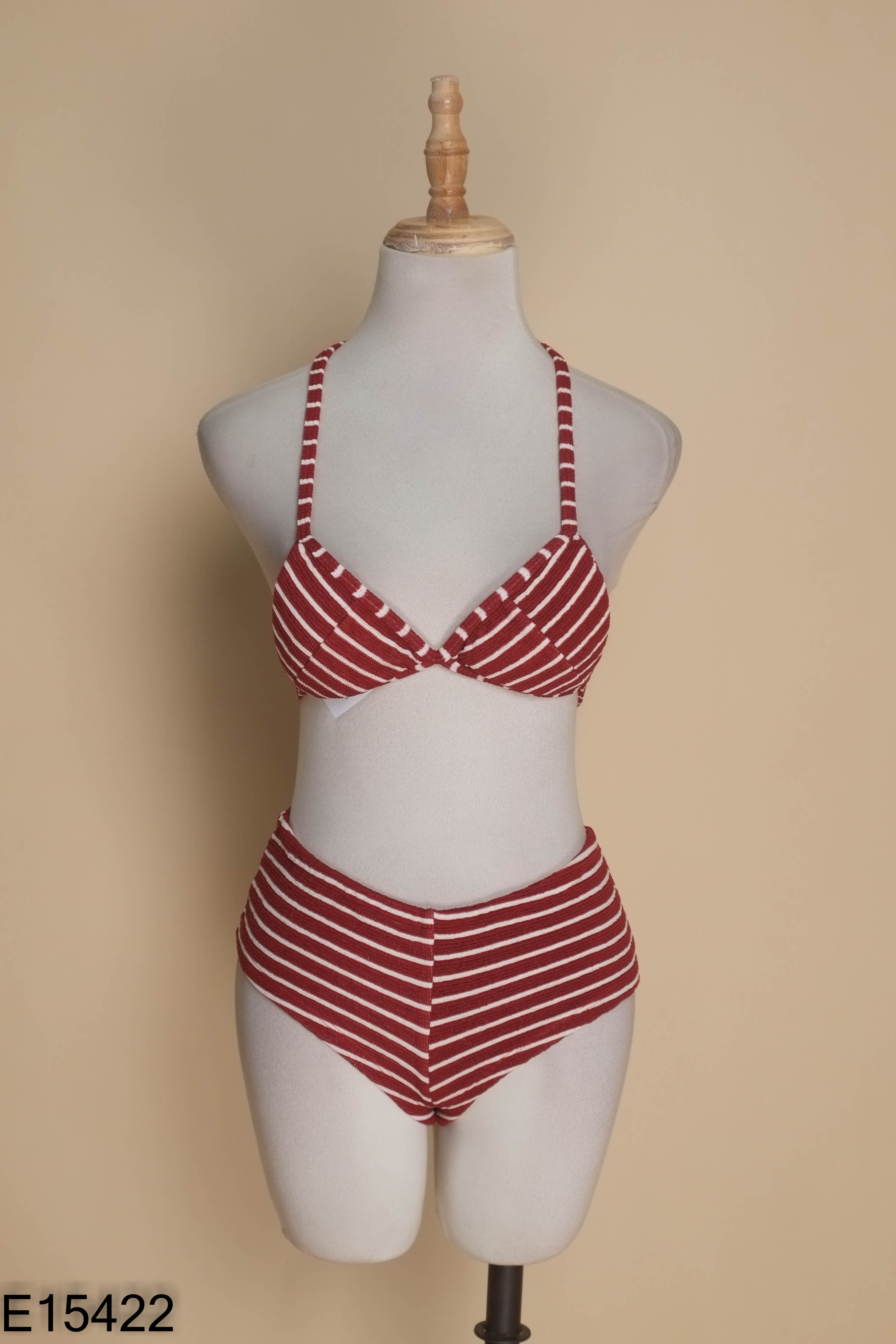 NEWTAG Set bikini đỏ sọc trắng