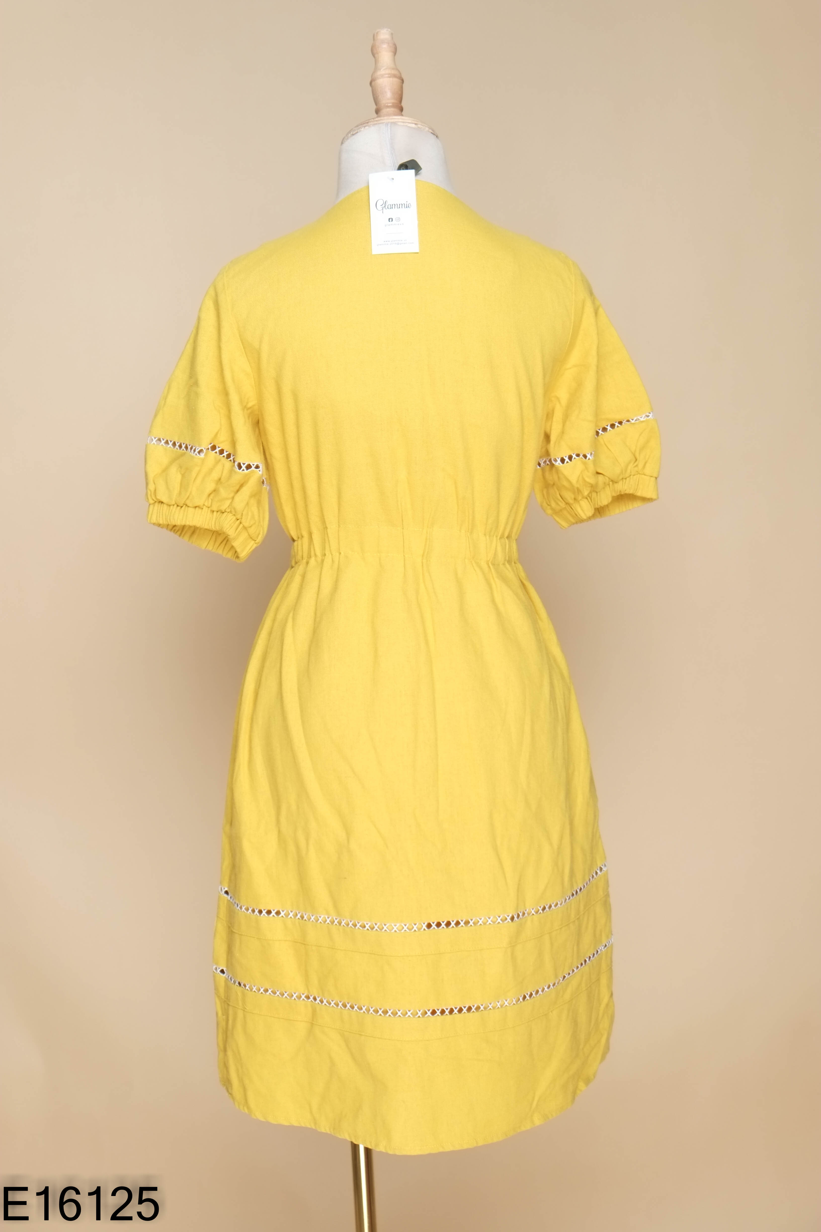 Váy linen vàng DAISY cổ bẻ