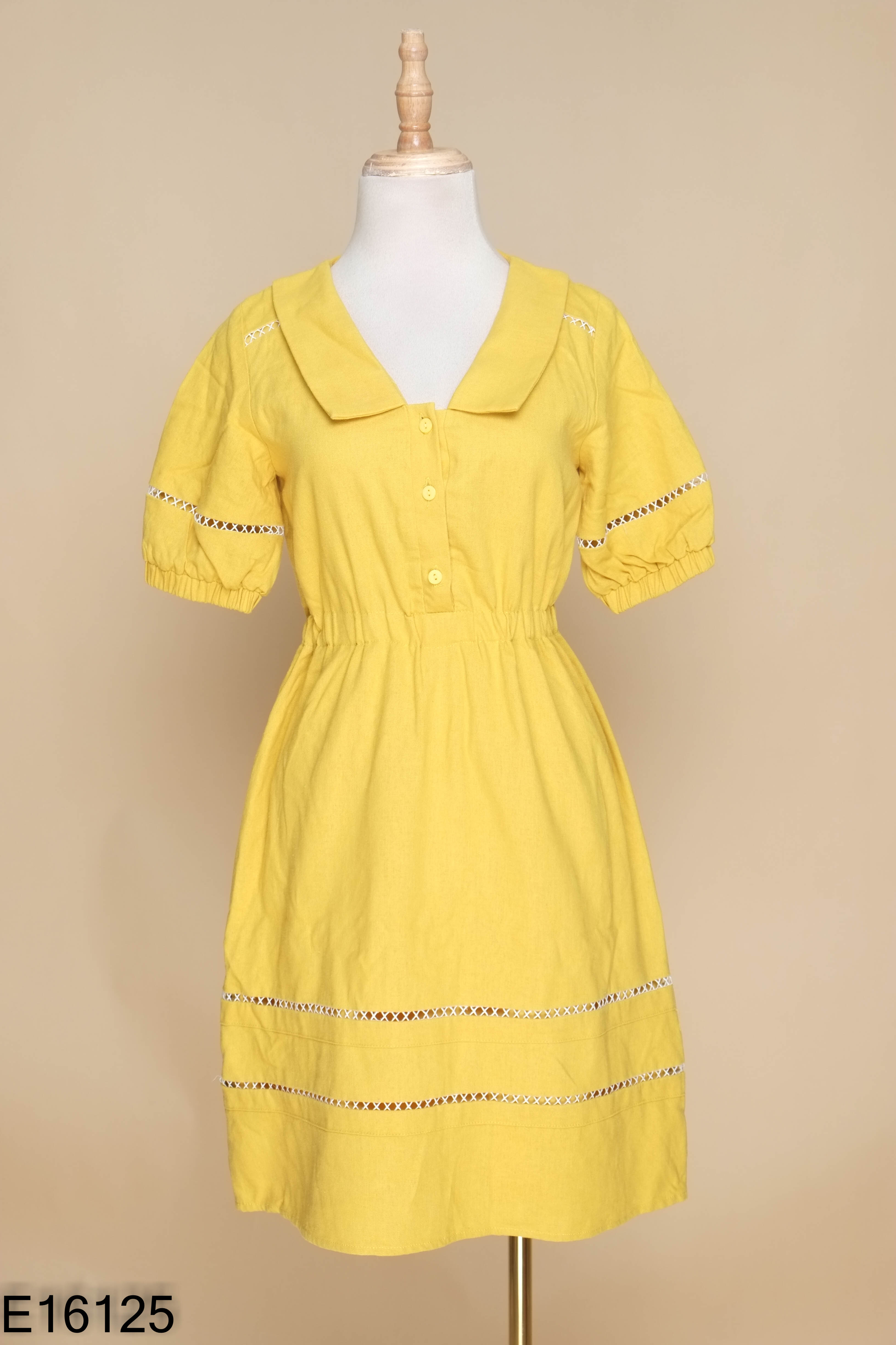Váy linen vàng DAISY cổ bẻ