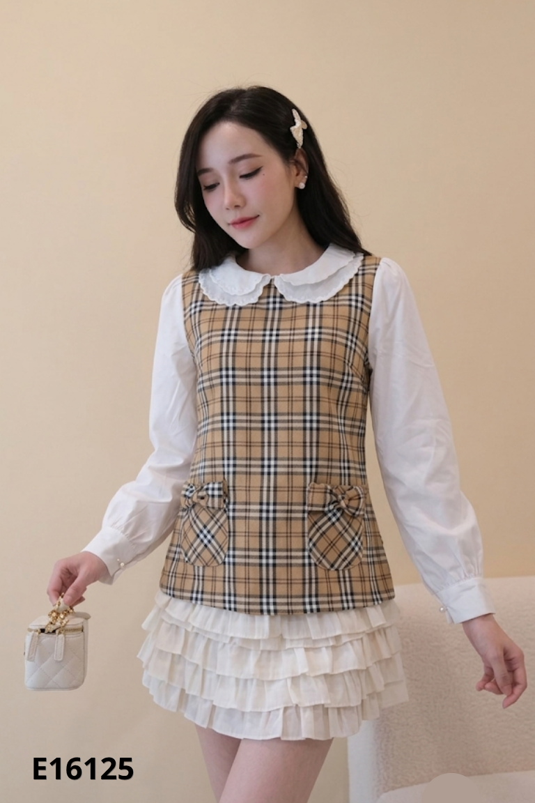 Áo be kẻ LA MONETA phối tay trắng