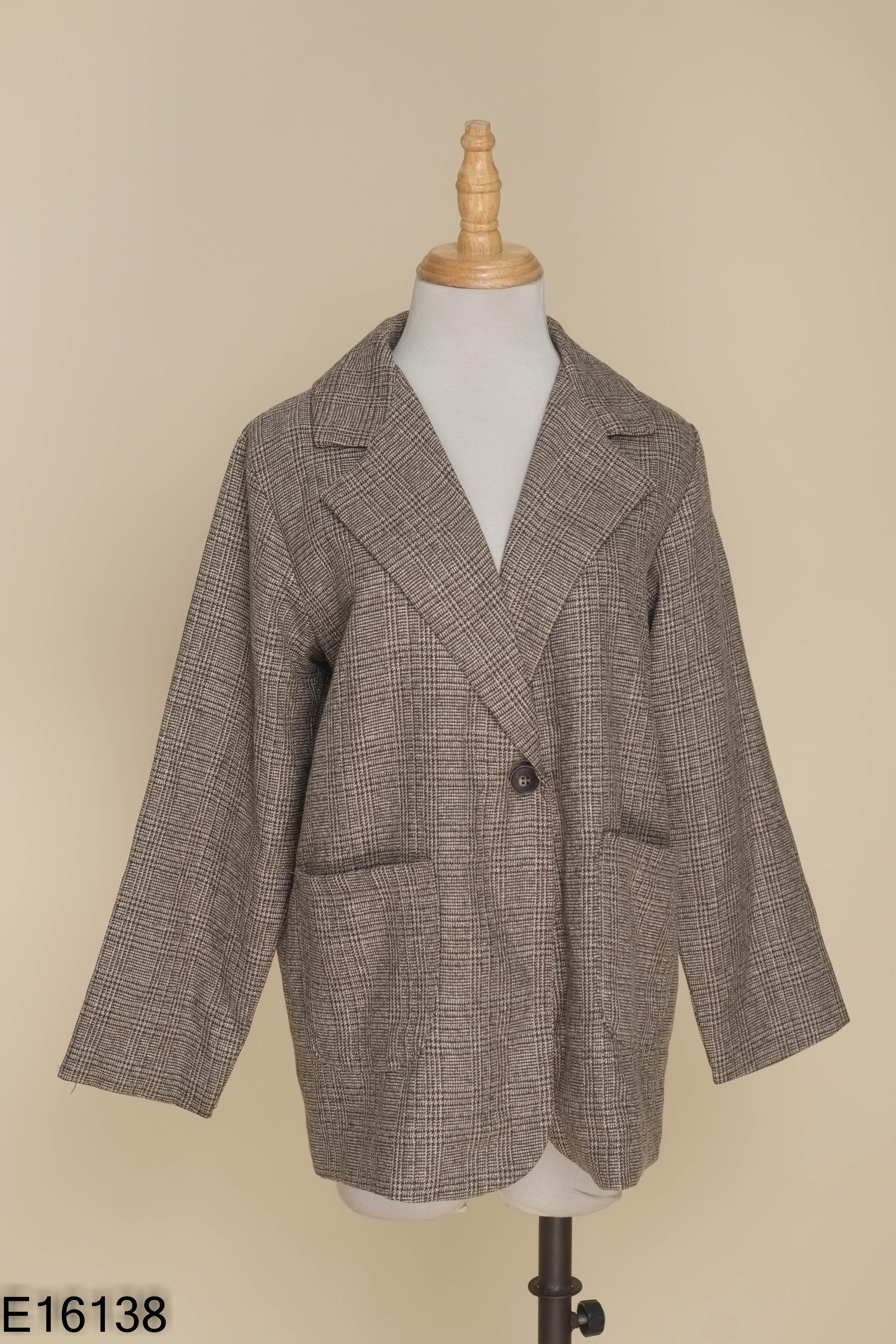 Áo khoác blazers nâu kẻ