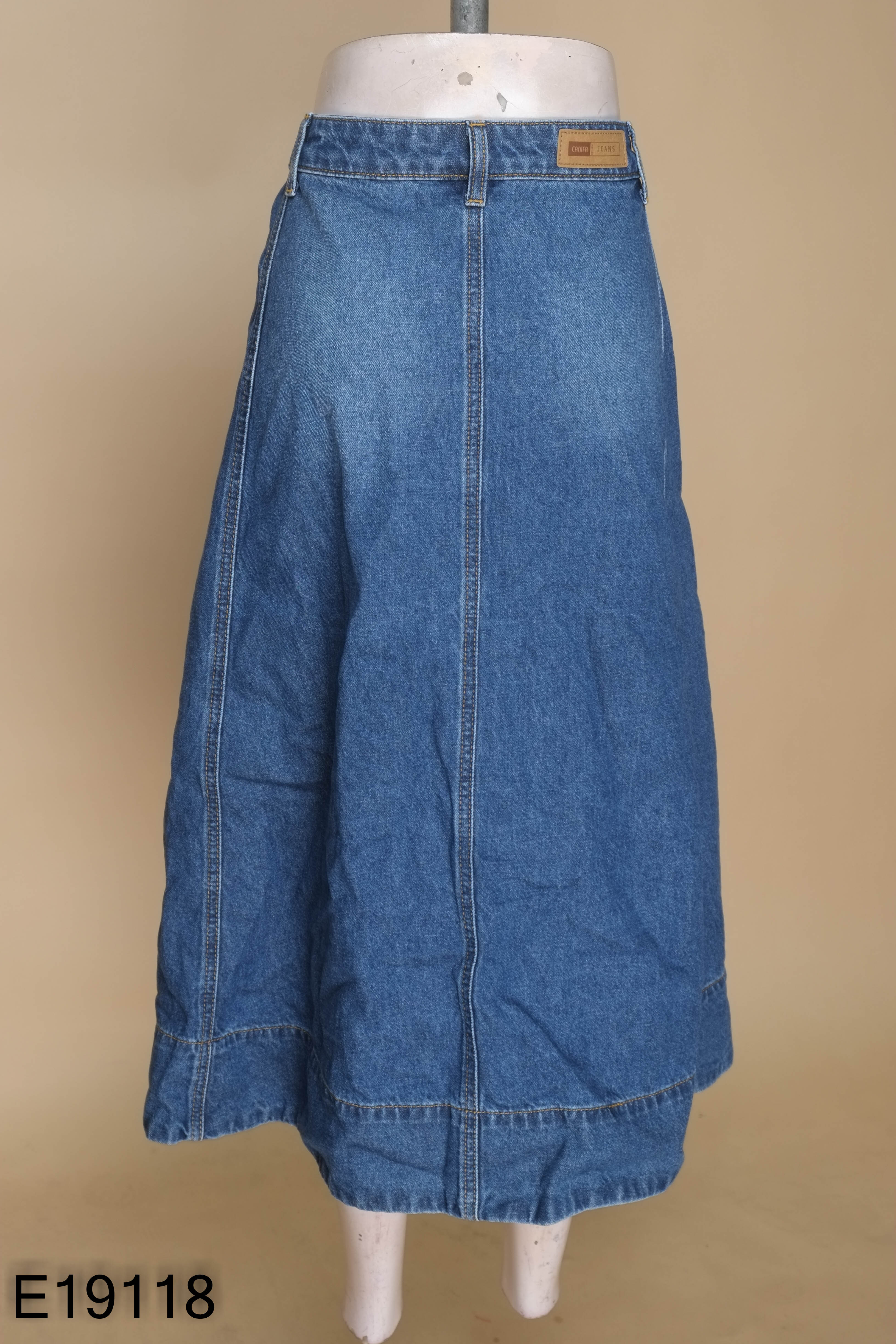 Chân váy CANIFA jeans xanh trơn