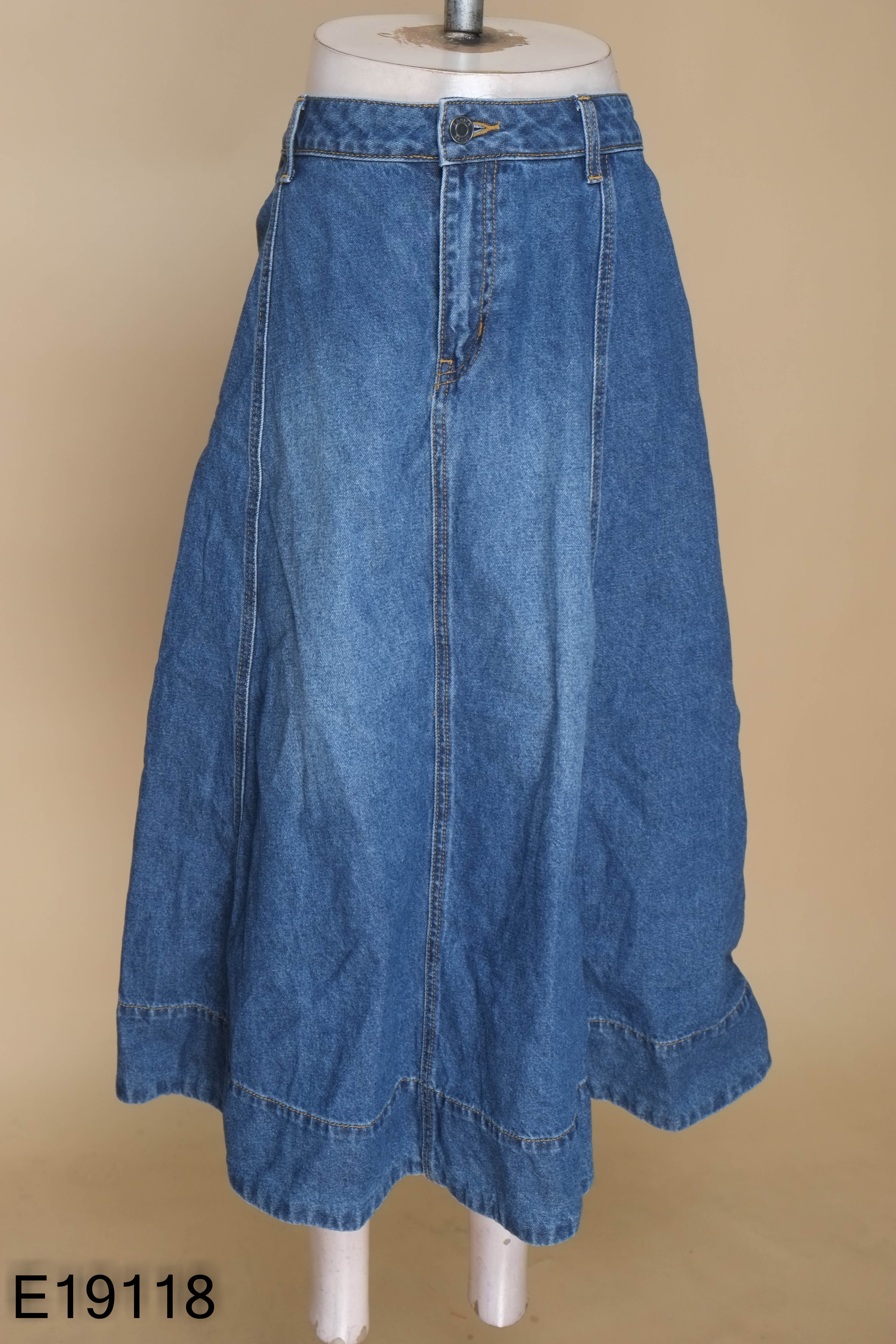 Chân váy CANIFA jeans xanh trơn