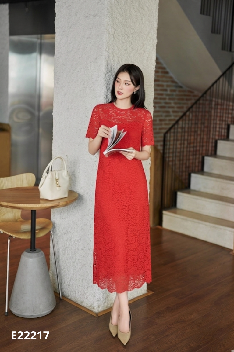Set Váy ren đỏ MAGONN + Váy hay dây trong