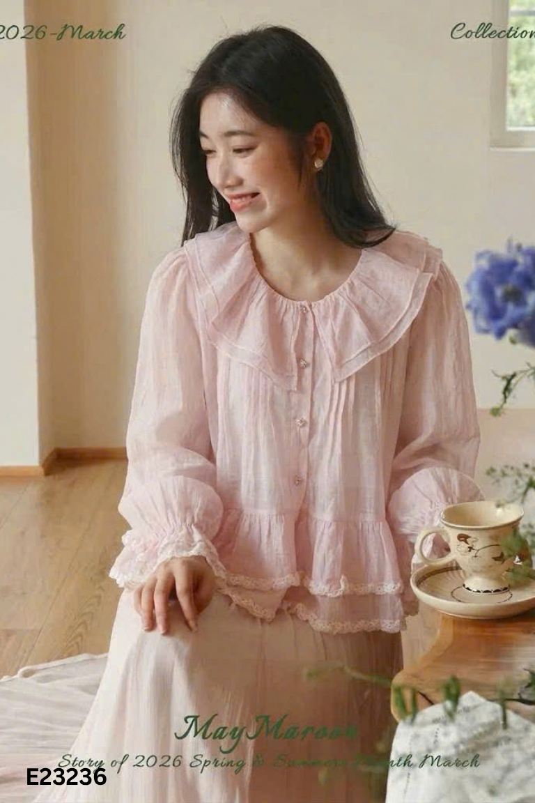 Áo tơ hồng phối bèo