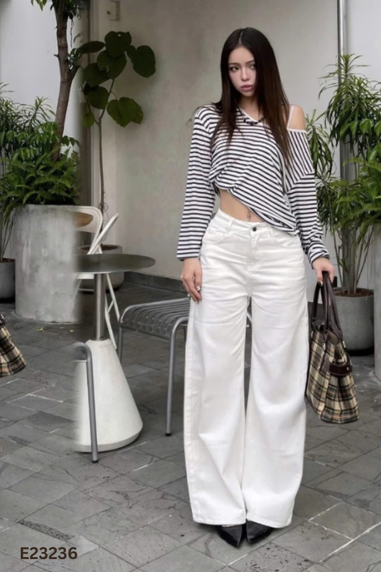 Quần jeans THE QUAO trắng trơn