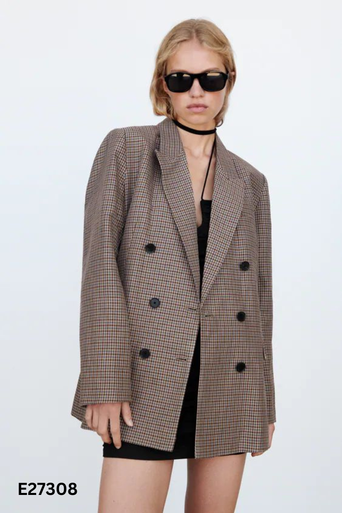Áo khoác vest ZARA kẻ màu