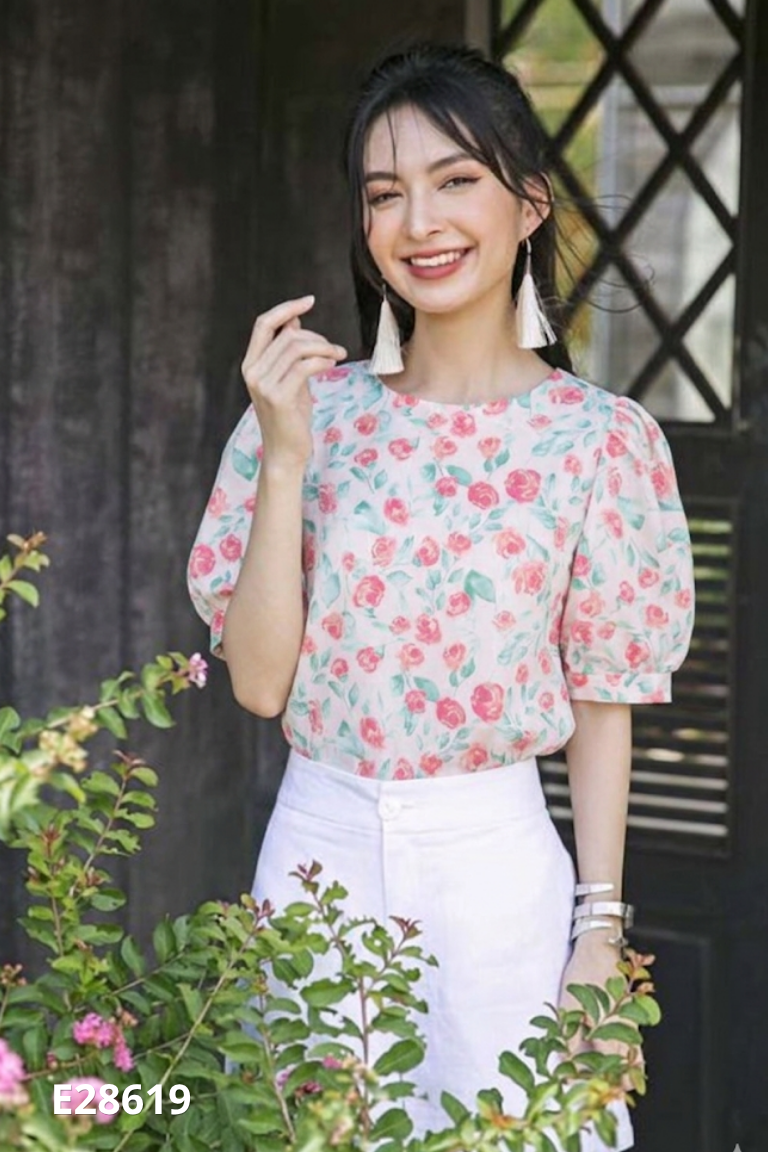 Áo CARA hồng họa tiết hoa