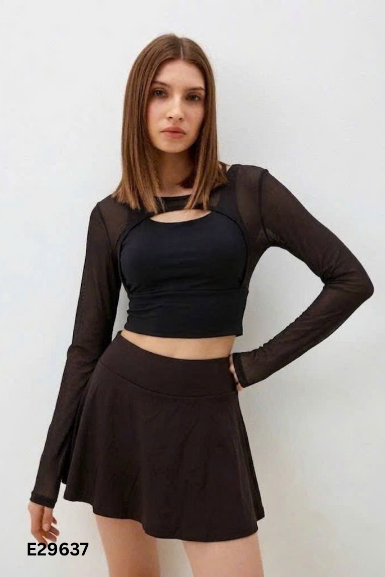 Set áo hai dây + quần short đen trơn