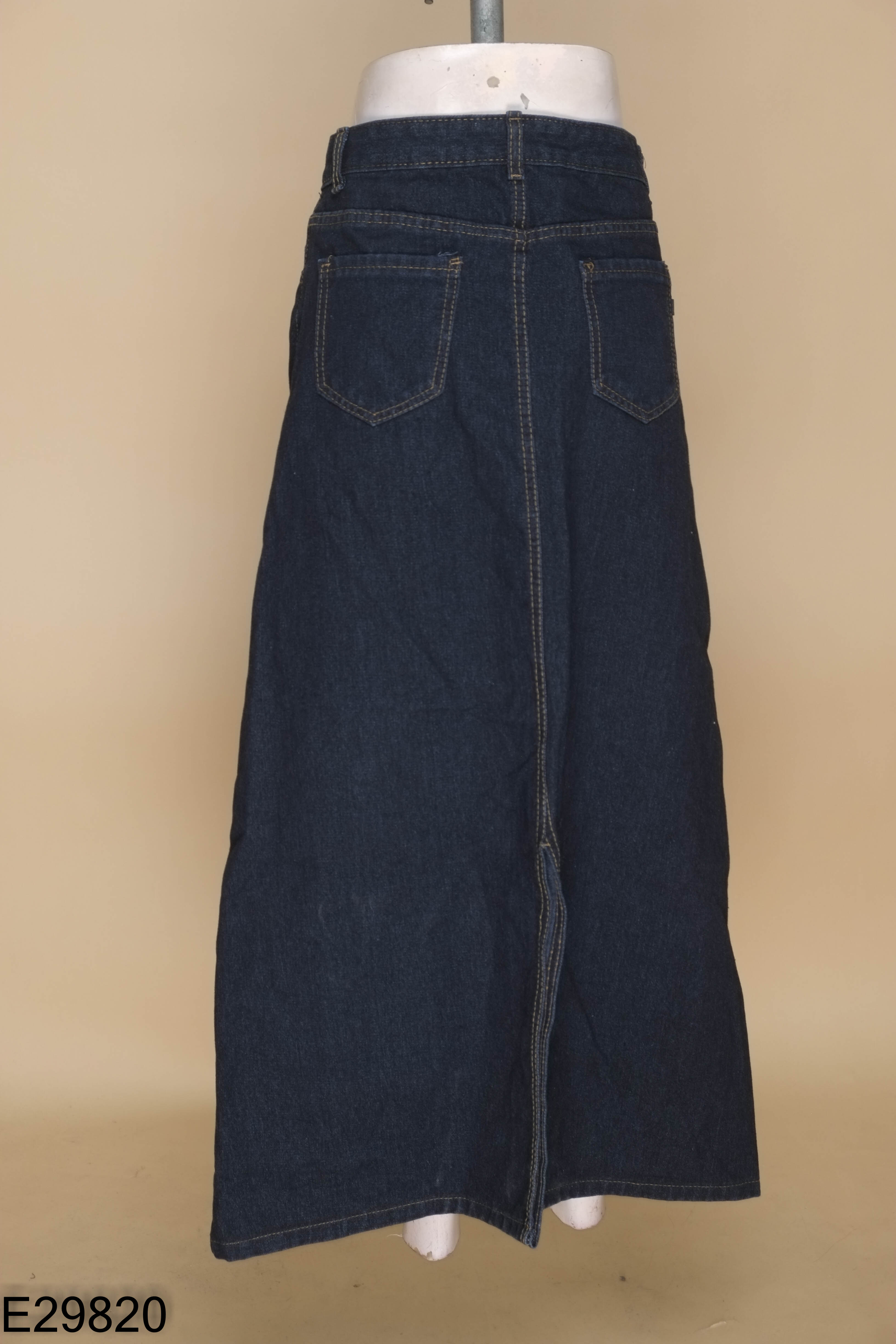 Chân váy jeans xanh sẫm trơn